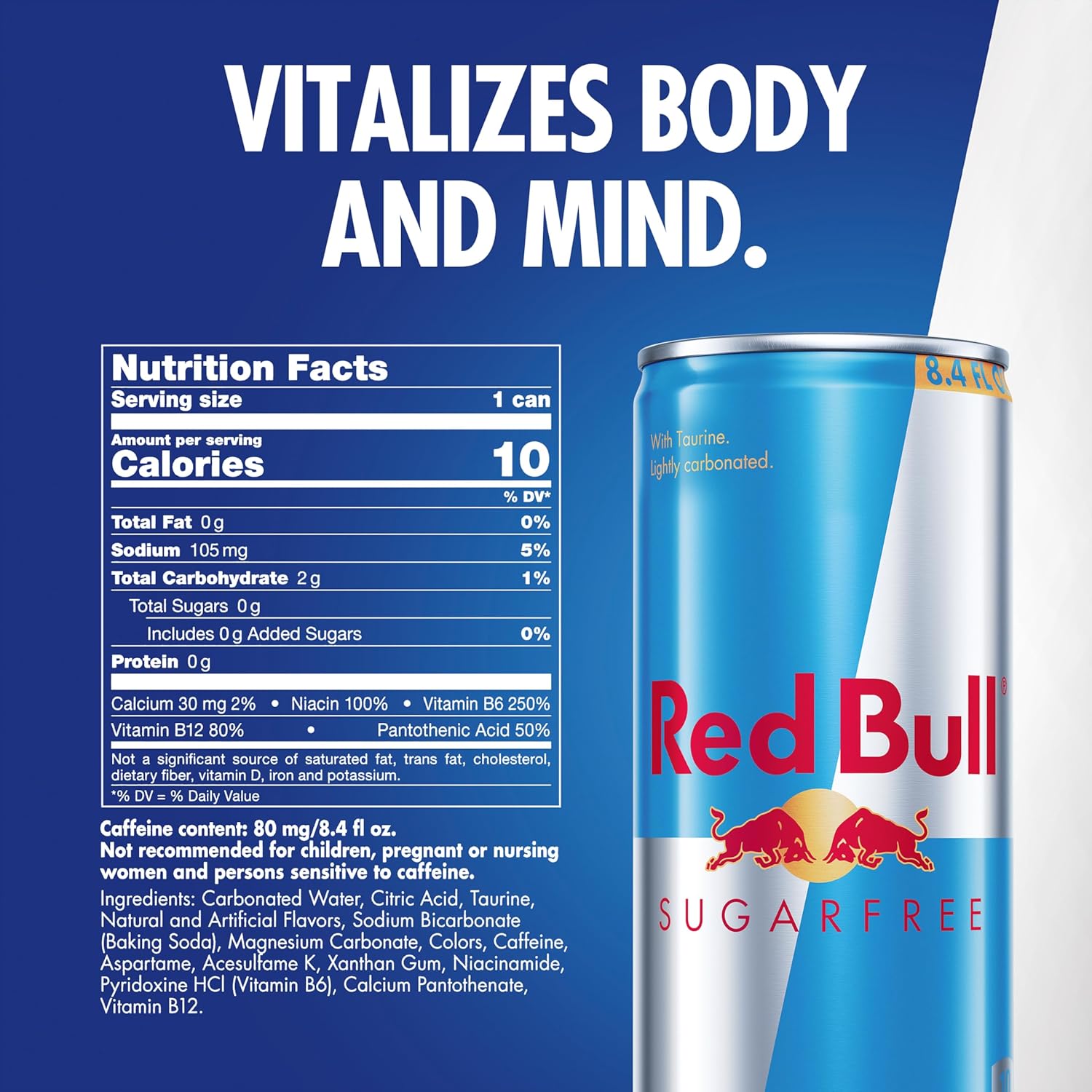 Red Bull Sugar Free Energy Drink, 8.4 Fl Oz, 4 Cans