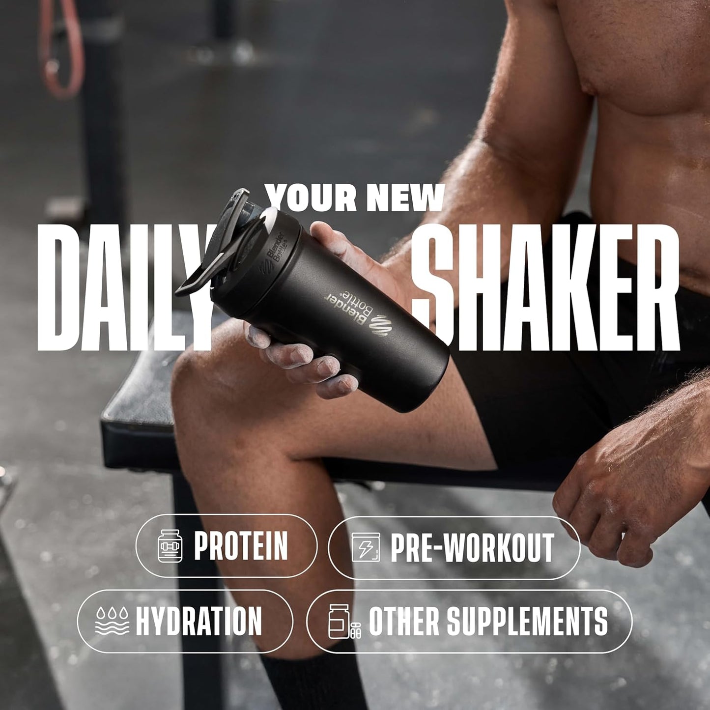 BlenderBottle Strada Shaker Cup Insulated Stainless Steel Water Bottle