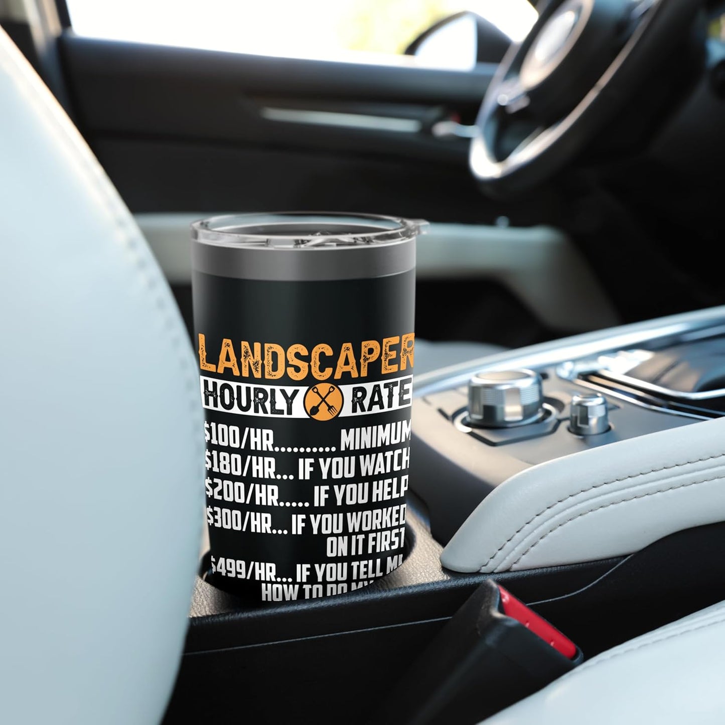 Landscaper Hourly Rate Funny Lawn Care and Gardening Stainless Steel Insulated Tumbler