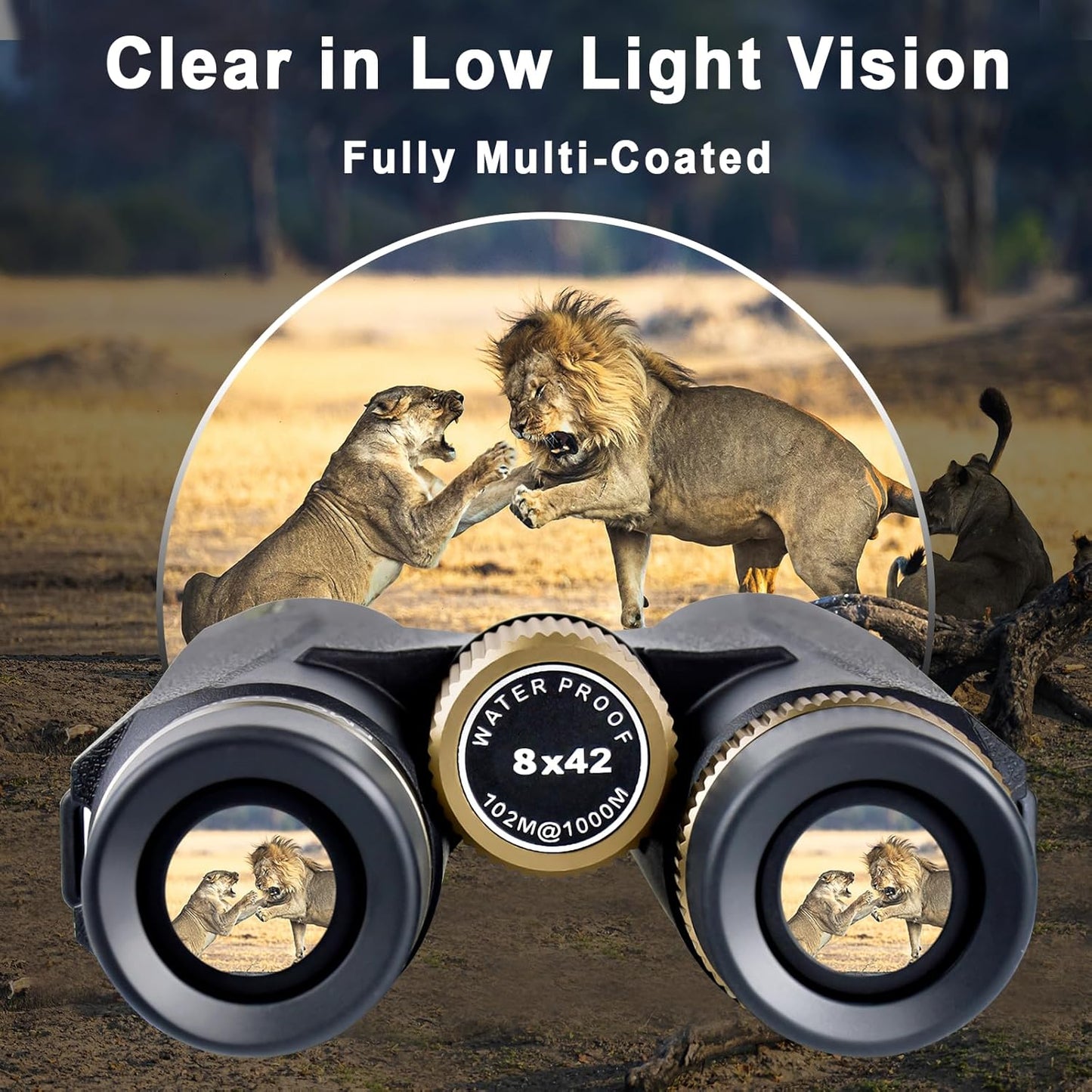 8x42 HD Binoculars for Adults High Powered with Phone Adapter and Tripod, Super Bright BAK4 Prism Waterproof Compact Binoculars for Bird Watching Hunting Stargazing Hiking Cruise Travel