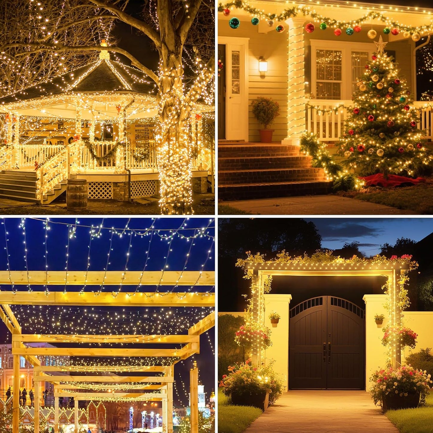 Solar String Lights Outdoor, 1 Pack 46 FT 120 LED Solar Tree Lights Waterproof with 8 Lighting Modes, Outdoor Solar Light for Tree Outside Balcony Gazebo, Warm White