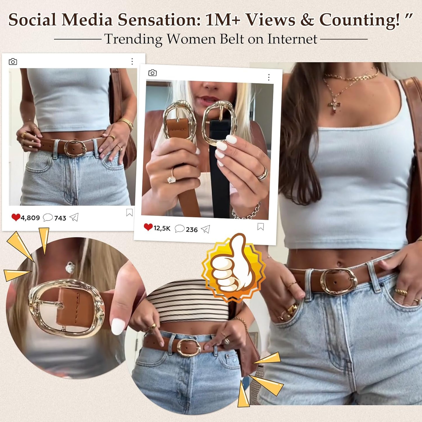 Women Leather Belt for Jeans Pants Ladies Casual Waist Belt Fashion Wo