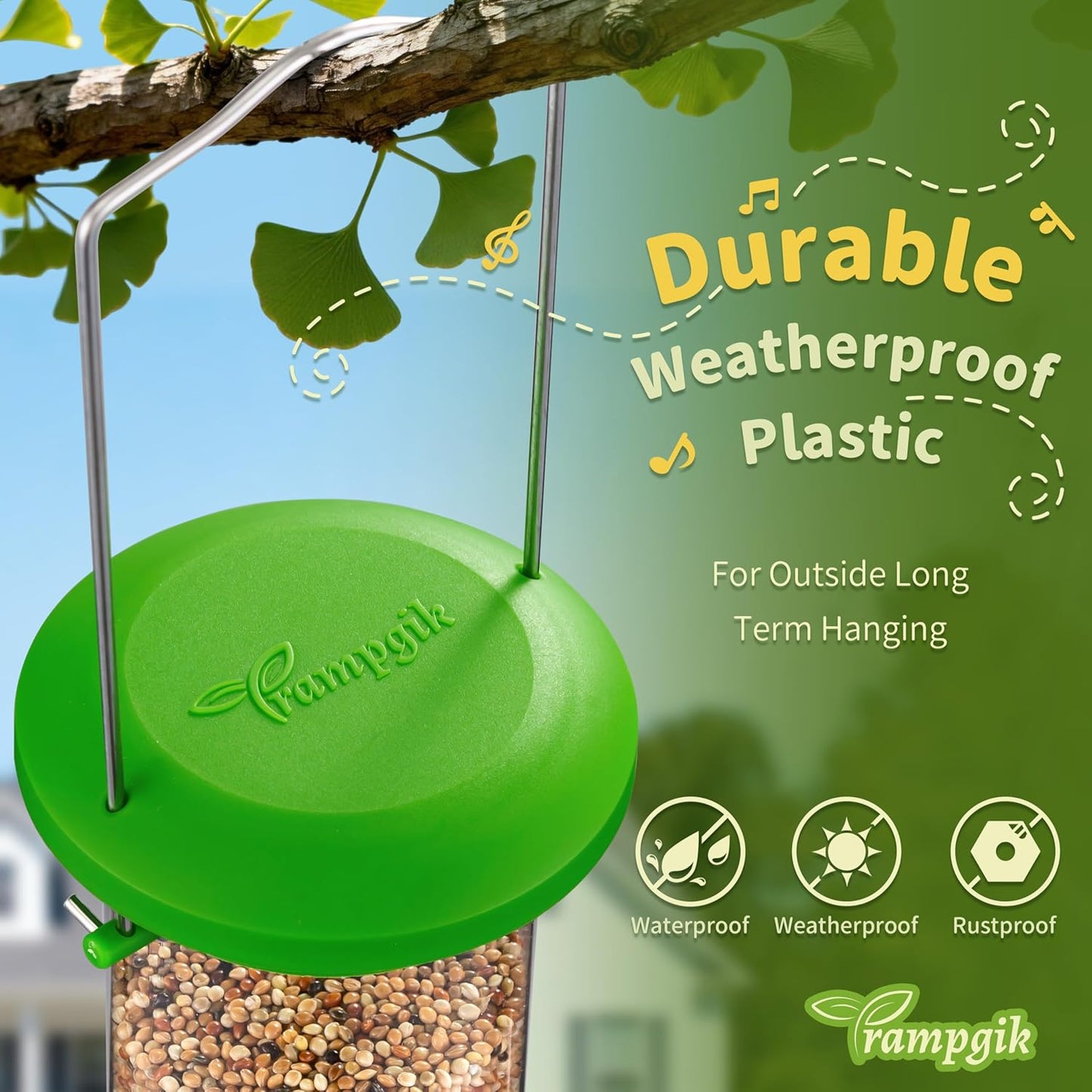 Bird Feeders for Outdoors Seed Catcher,6 Port Wild Bird Feeders with T