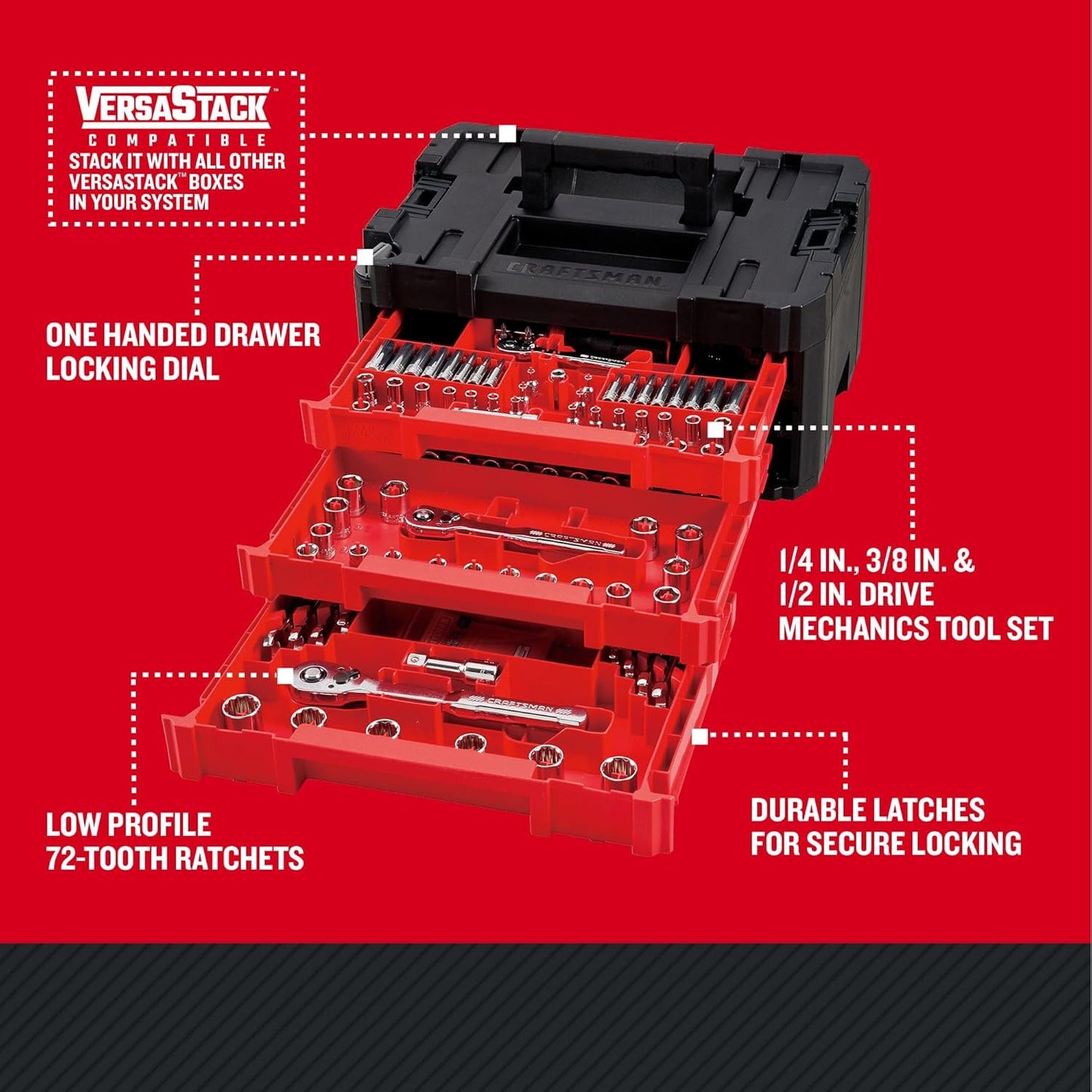 CRAFTSMAN 230 Pcs Mechanics Tool Set, Socket Wrench Set, Car Tool Kit 