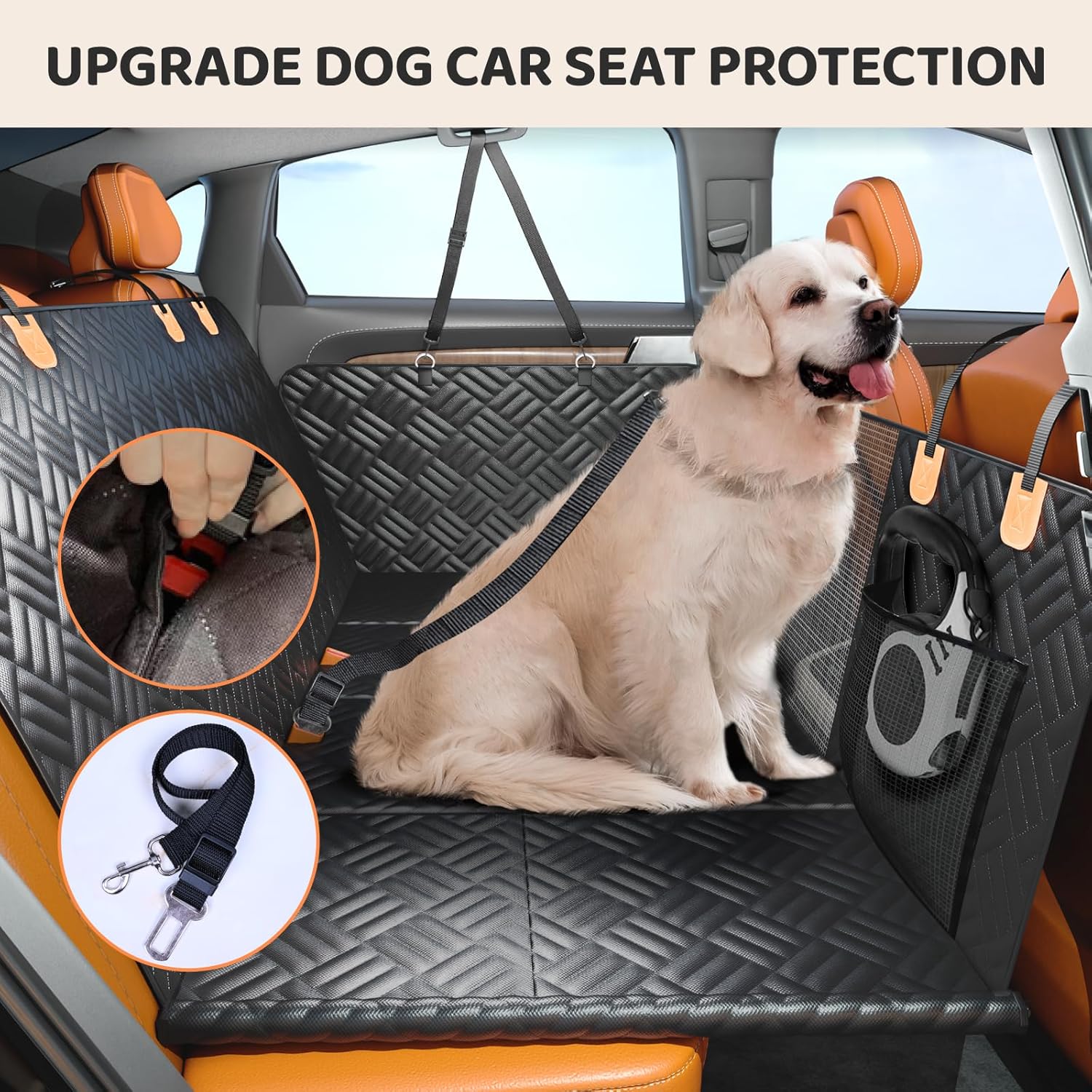 PROZAR Dog Car Seat Cover for Back Seat, Hard Bottom Back Seat Extende