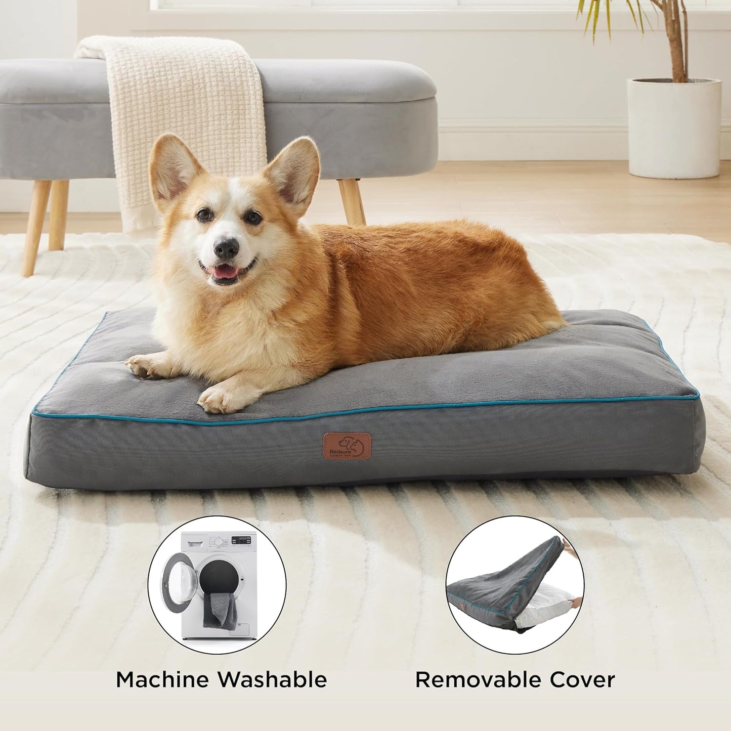 Bedsure Washable Dog Beds Large Sized Dog - 3 Inch Thicken Up to 80lbs
