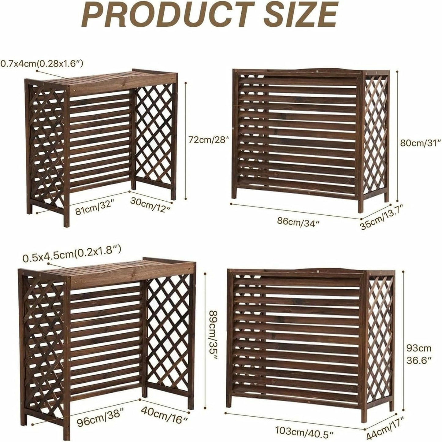 Air Conditioning Cover Solid Wood Air Conditioner Cover Privacy Screen Fence,Trash Can Shell Hidden Air Conditioner Rack Plant Flower Pot Display Stand
