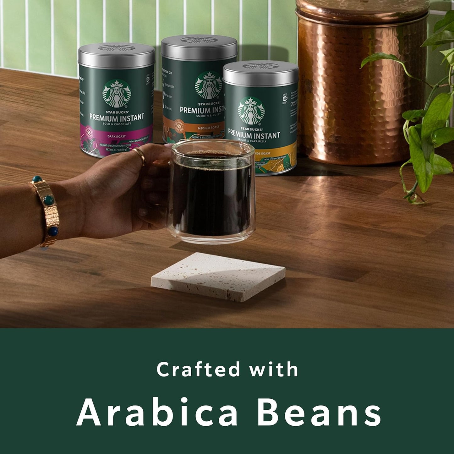 Starbucks Premium Instant Coffee, Starbucks Blonde Roast Coffee, Arabica Beans, Three 3.17 oz Tins