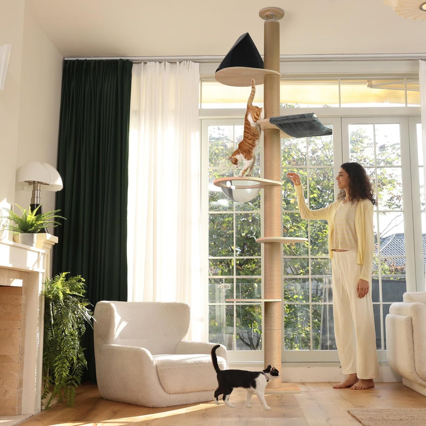 FUKUMARU Floor to Ceiling Cat Tree, 6 Level Adjustable Height (5.7-9.8