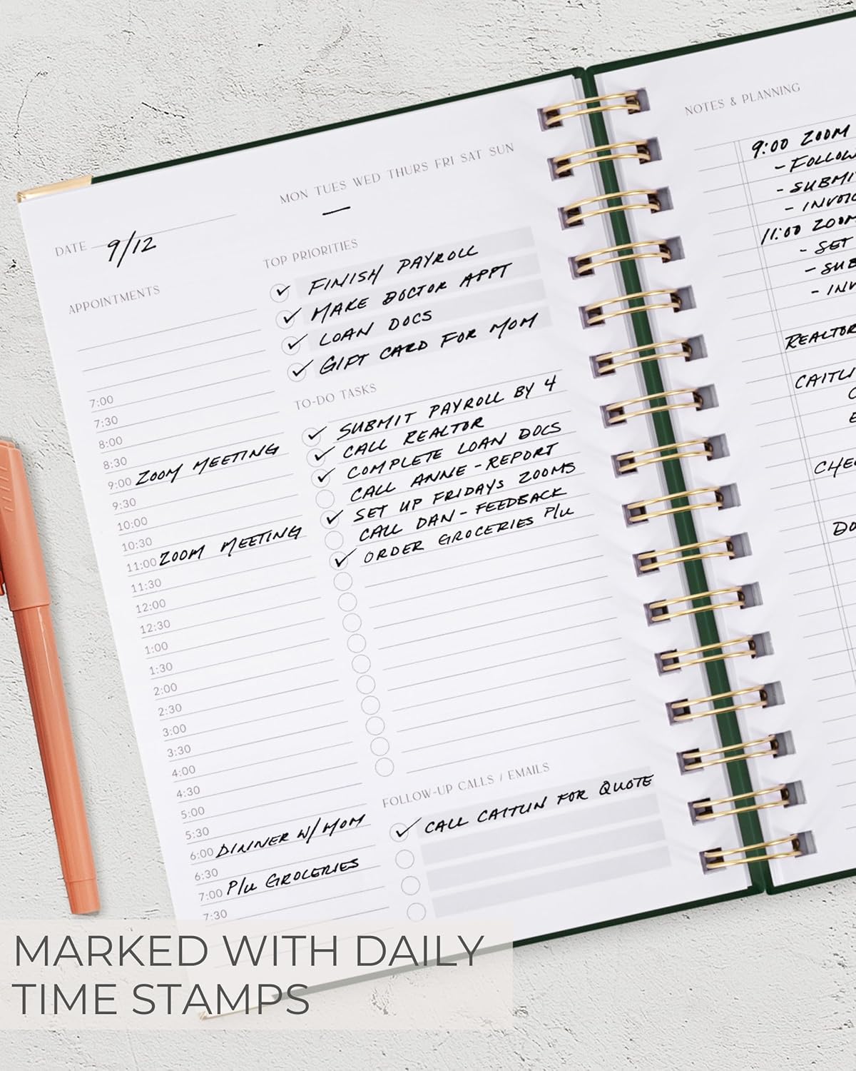 ZICOTO Aesthetic Daily Planner And Notebook With Hourly Schedule - Aes