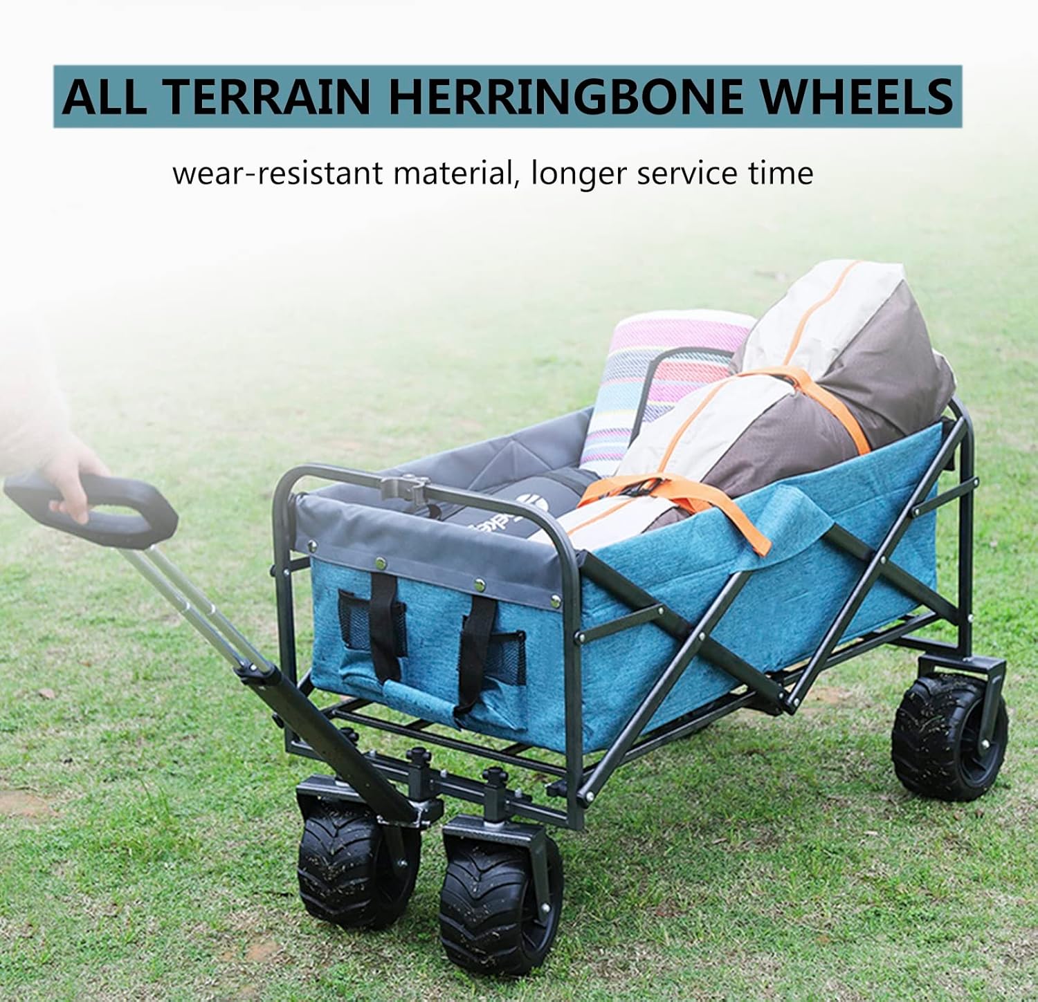 Heavy Duty Collapsible Folding Wagon Cart - All-Terrain Beach & Garden