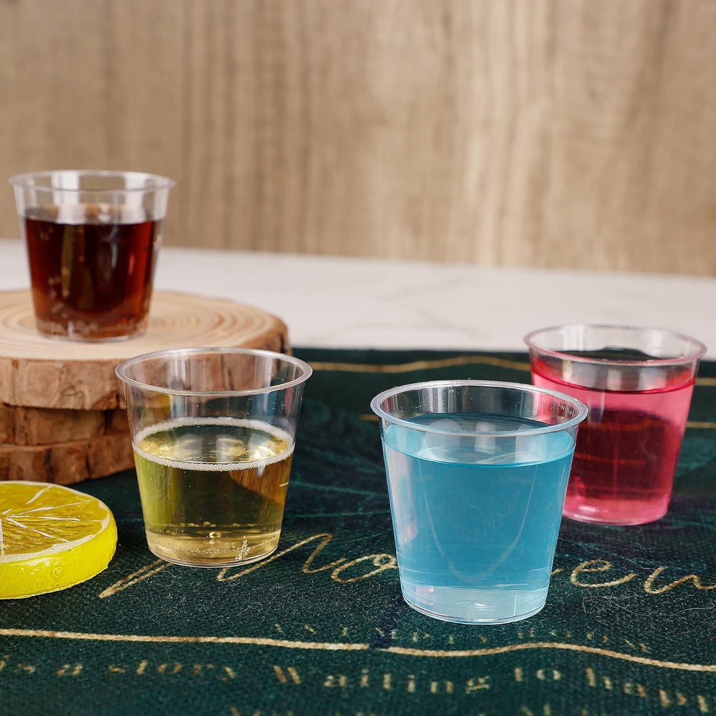 Zcaukya 100 Shot Glasses, 1oz Clear Plastic Disposable Hard Cups, Mini
