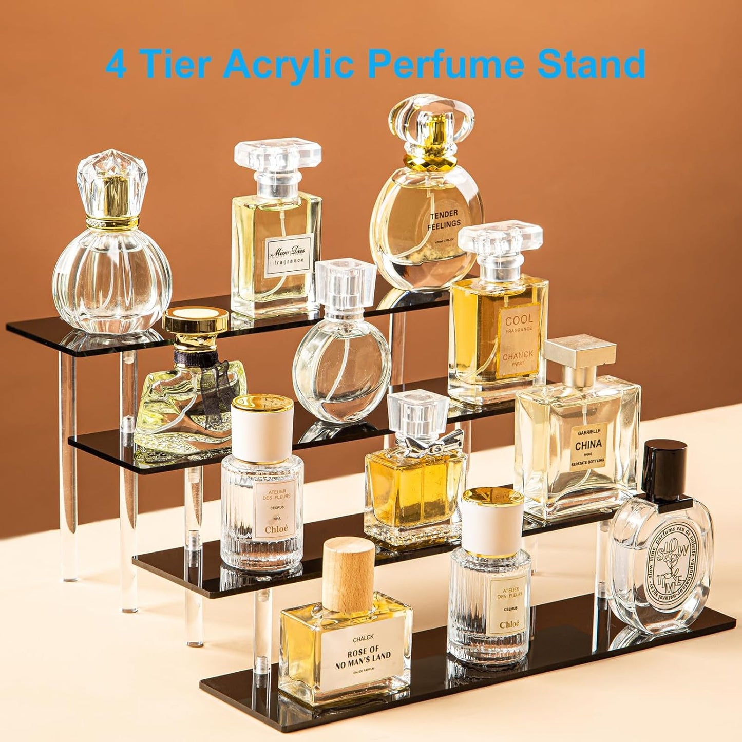 4 Tier Perfume Organizer Stand, Acrylic Risers Display Stands, Display