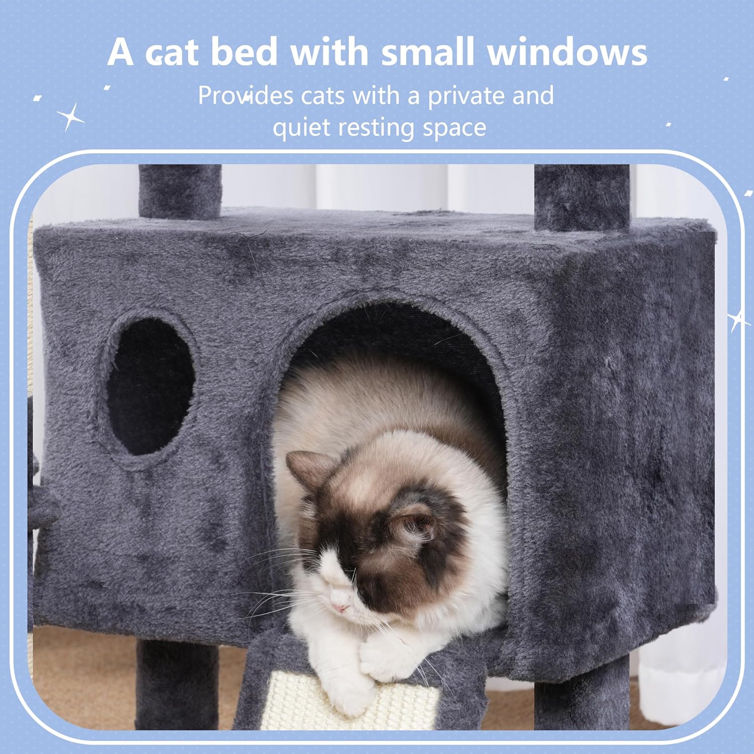 Hey-brother Cat Tree Tower, Scratching Posts with Removable Toys, Cozy