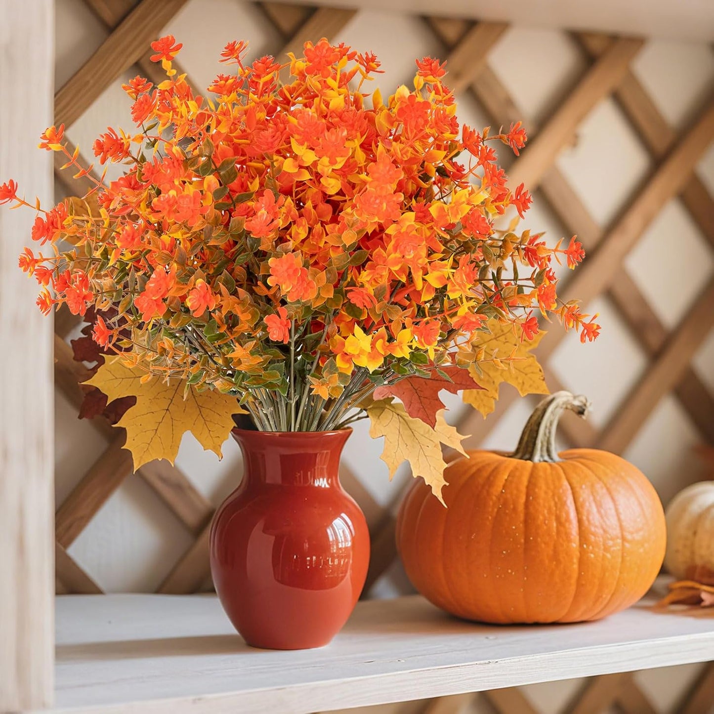 16 Bundles Artificial Flowers for Outdoors, Indoor Fake Plants with Gr