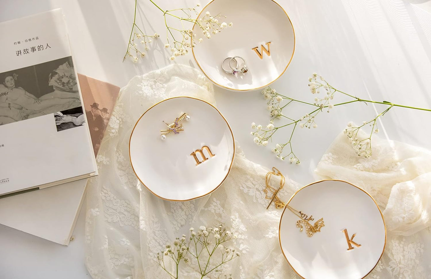 COLLECTIVE HOME - Ceramic Jewelry Tray, Decorative Trinket Dish for Ri