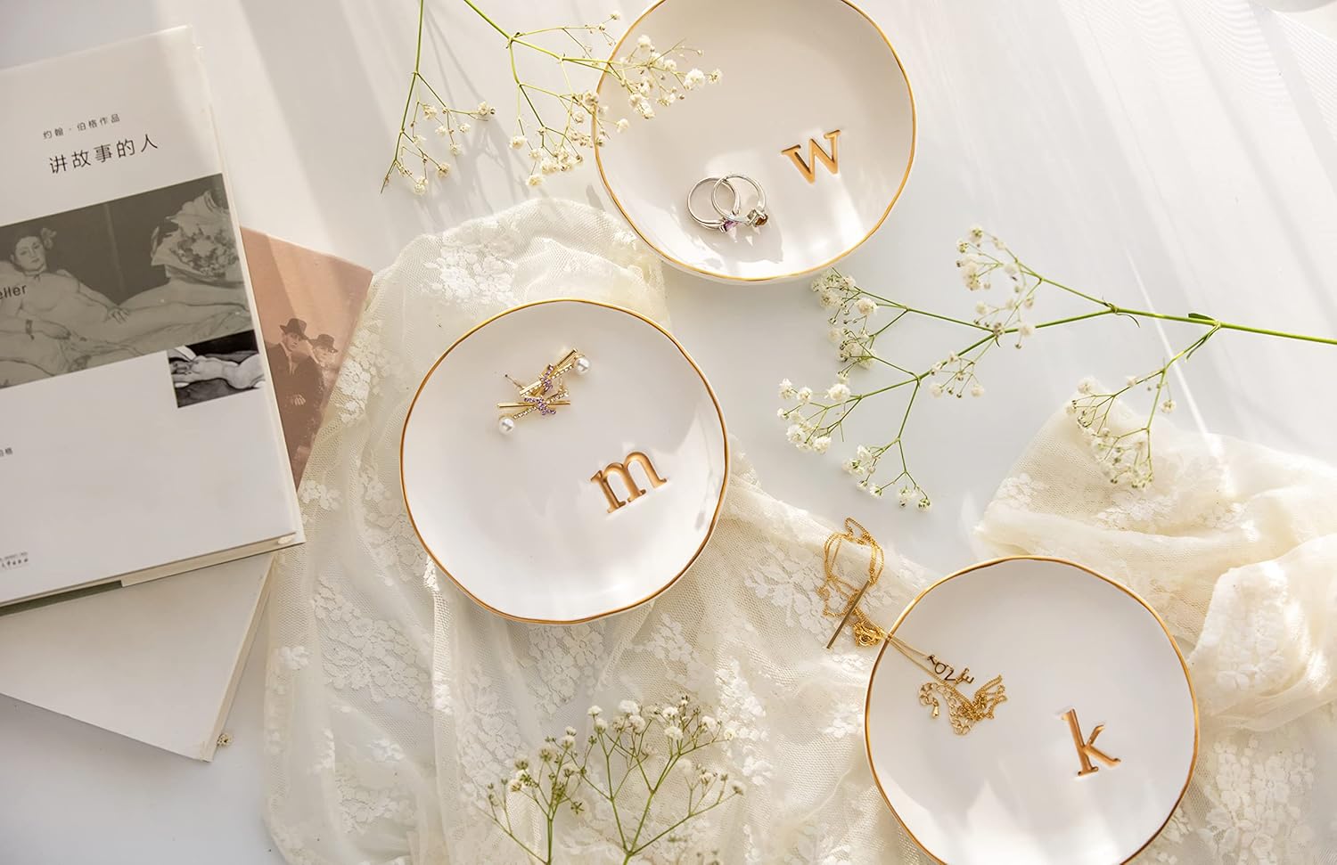 COLLECTIVE HOME - Ceramic Jewelry Tray, Decorative Trinket Dish for Ri