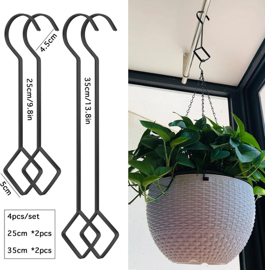 10 & 14 Inch Large Heavy Duty S Hooks Plant Hangers Extension Steel Hanging Tool for Home Decoration Shopwindow Clothes Plants Pergola Birdcage Lamp Garden 4pcs Black