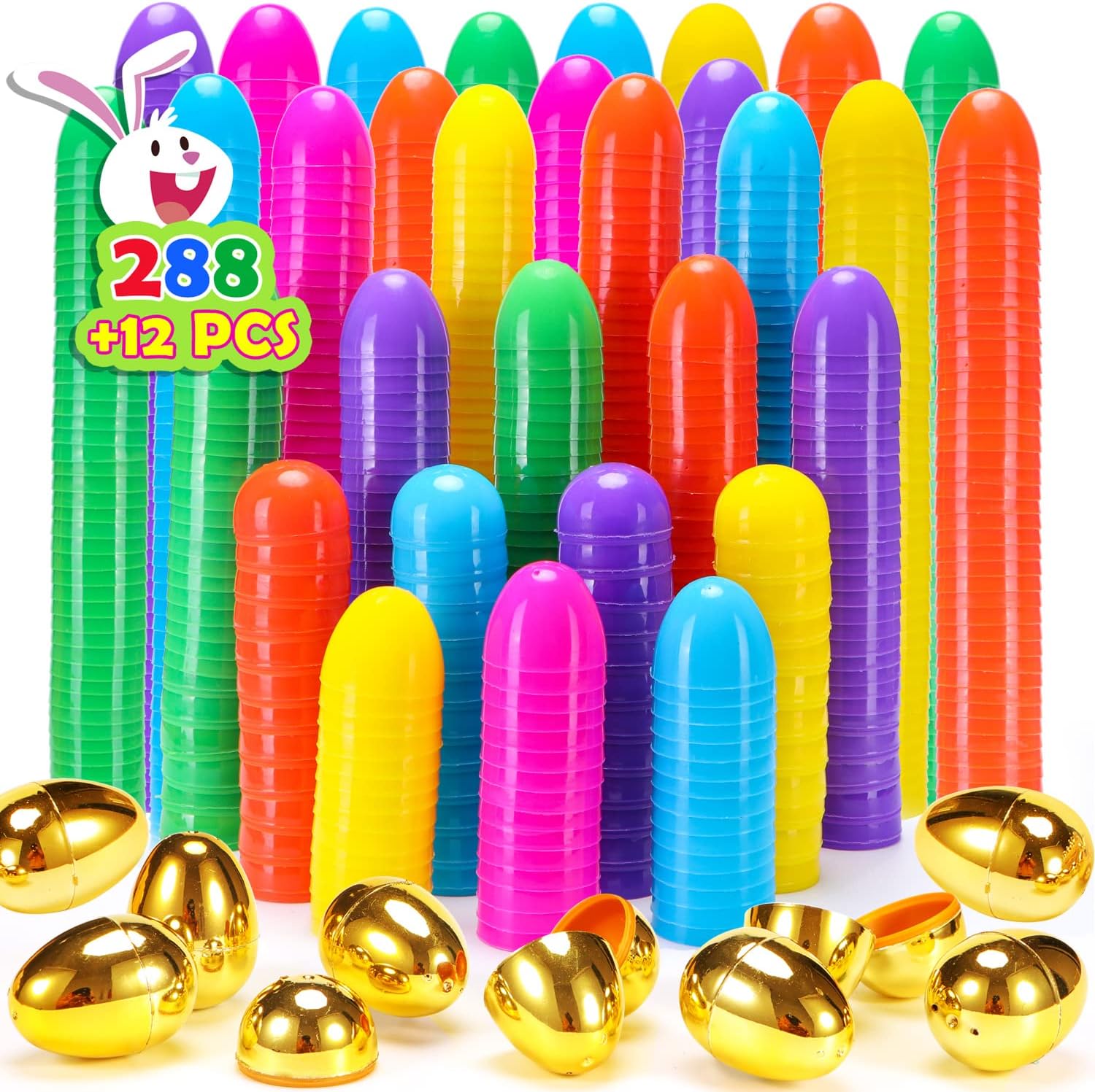 NEWBEA 288 Easter Eggs -2.36" Bright Colors Plastic Easter Eggs Empty 