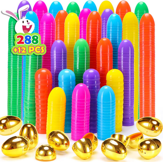 NEWBEA 288 Easter Eggs -2.36" Bright Colors Plastic Easter Eggs Empty 