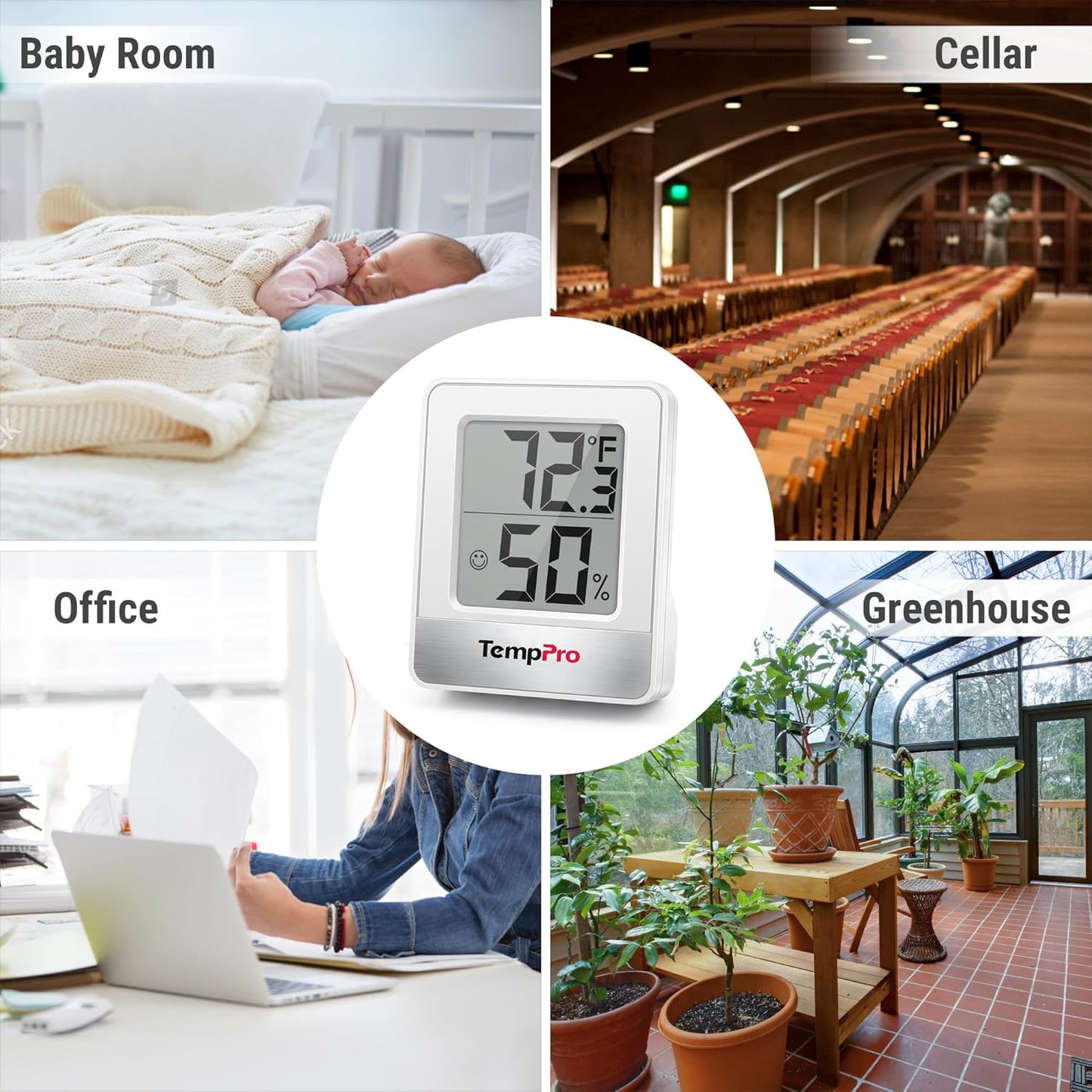 TempPro TP49 Digital Hygrometer Indoor Thermometer Humidity Meter Room Thermometer with Temperature and Humidity Monitor Mini Hygrometer Outdoor Thermometer (Previously ThermoPro)
