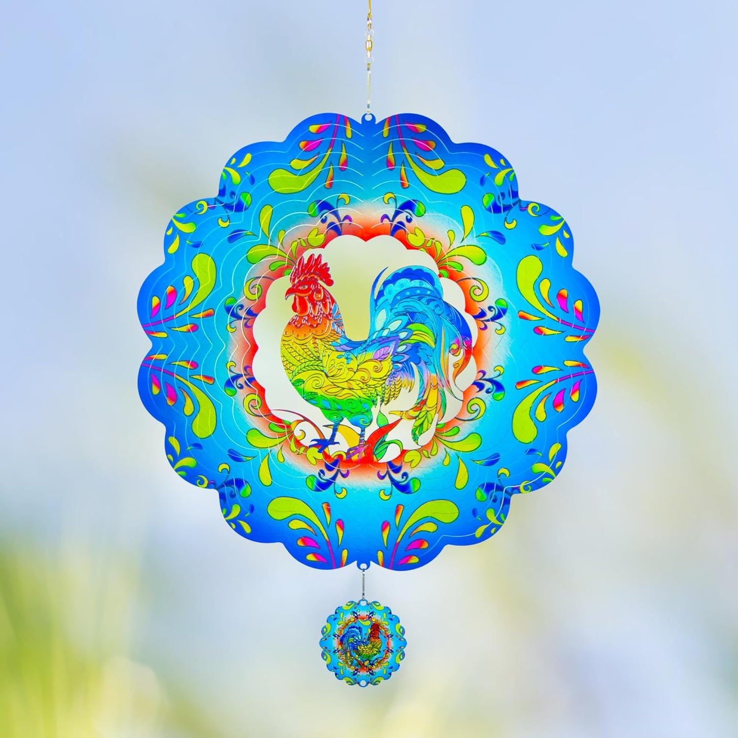 Chicken Gifts for Women Men, Rooster Metal Wind Spinners,Rooster Gifts for Women Mom Grandma Wife Men Father, 12 Inch Rooster Decor Hanging Wind Spinners for Outdoor/Indoor