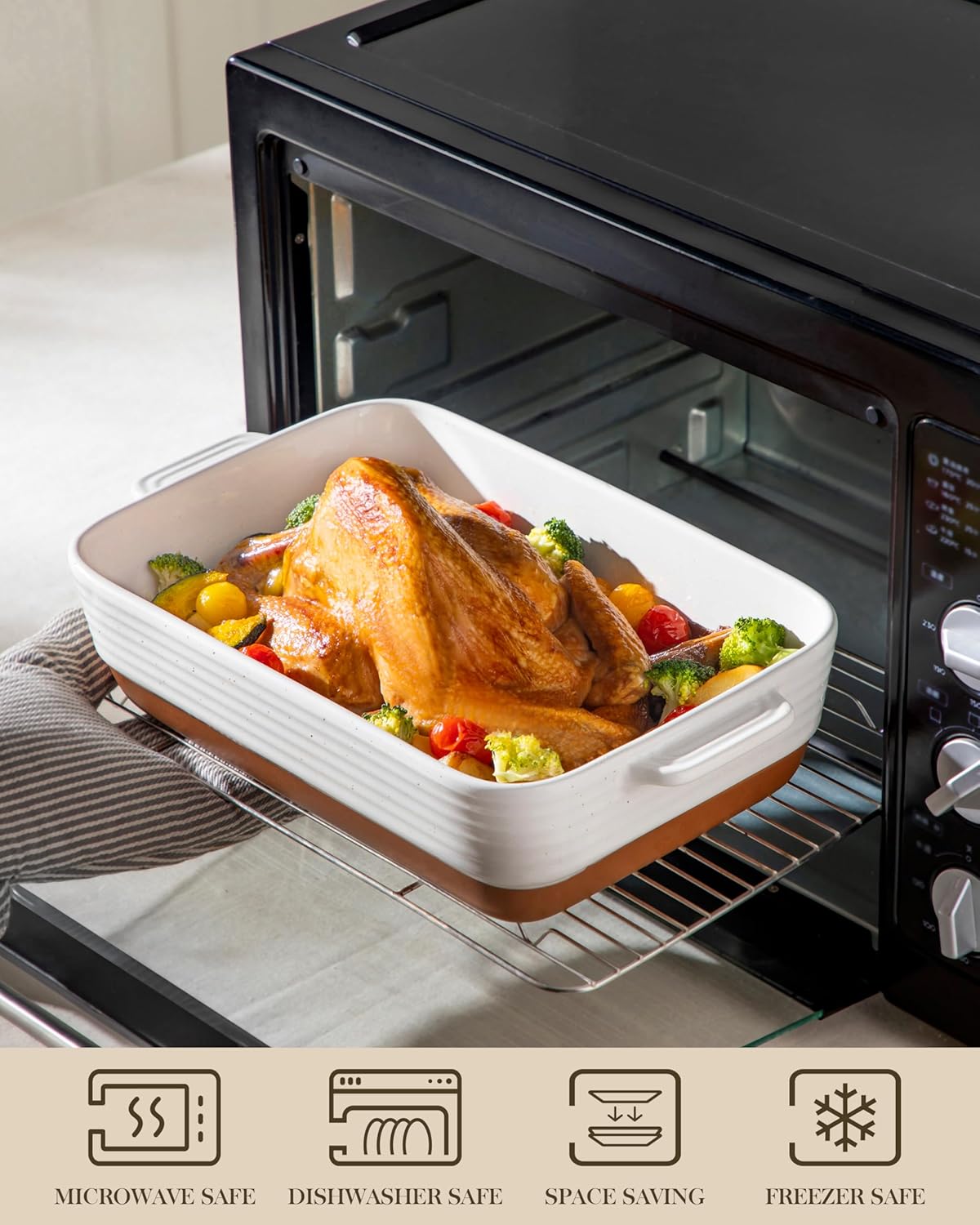 MALACASA Casserole Dishes for Oven, Ceramic Baking Dishes Set of 3, Ba