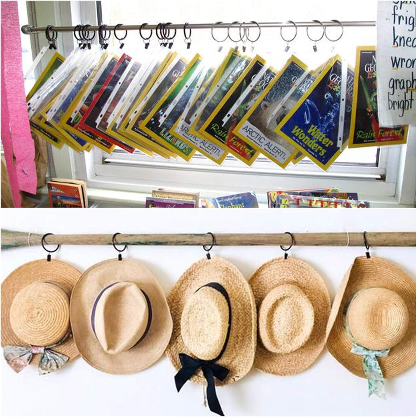 42 Pack Curtain Rings with Clips 1.26" Interior Diameter,Metal Drapery