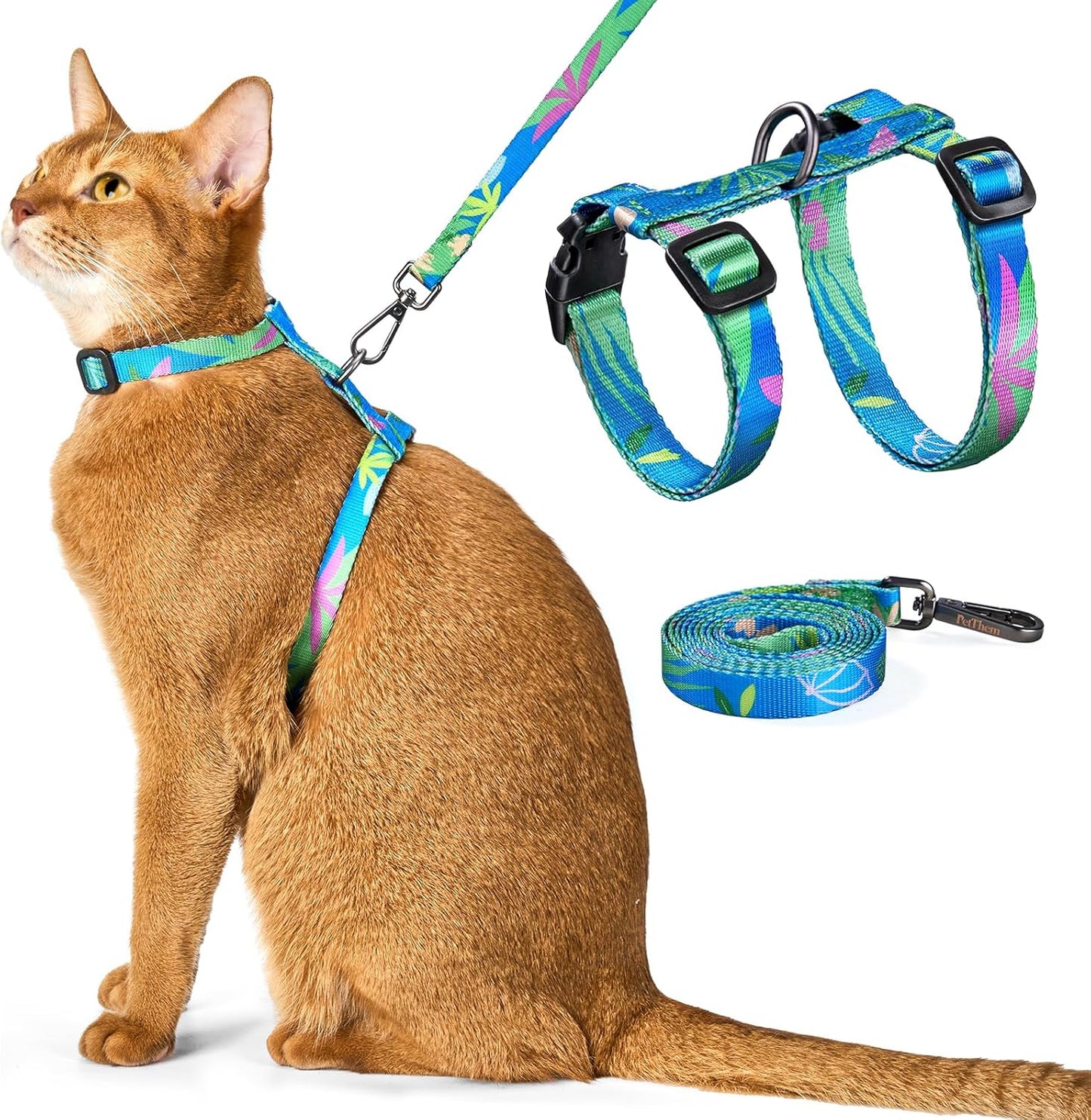 Cat Harness and Leash Set - Escape Proof Adjustable Cat Harness, Comfo