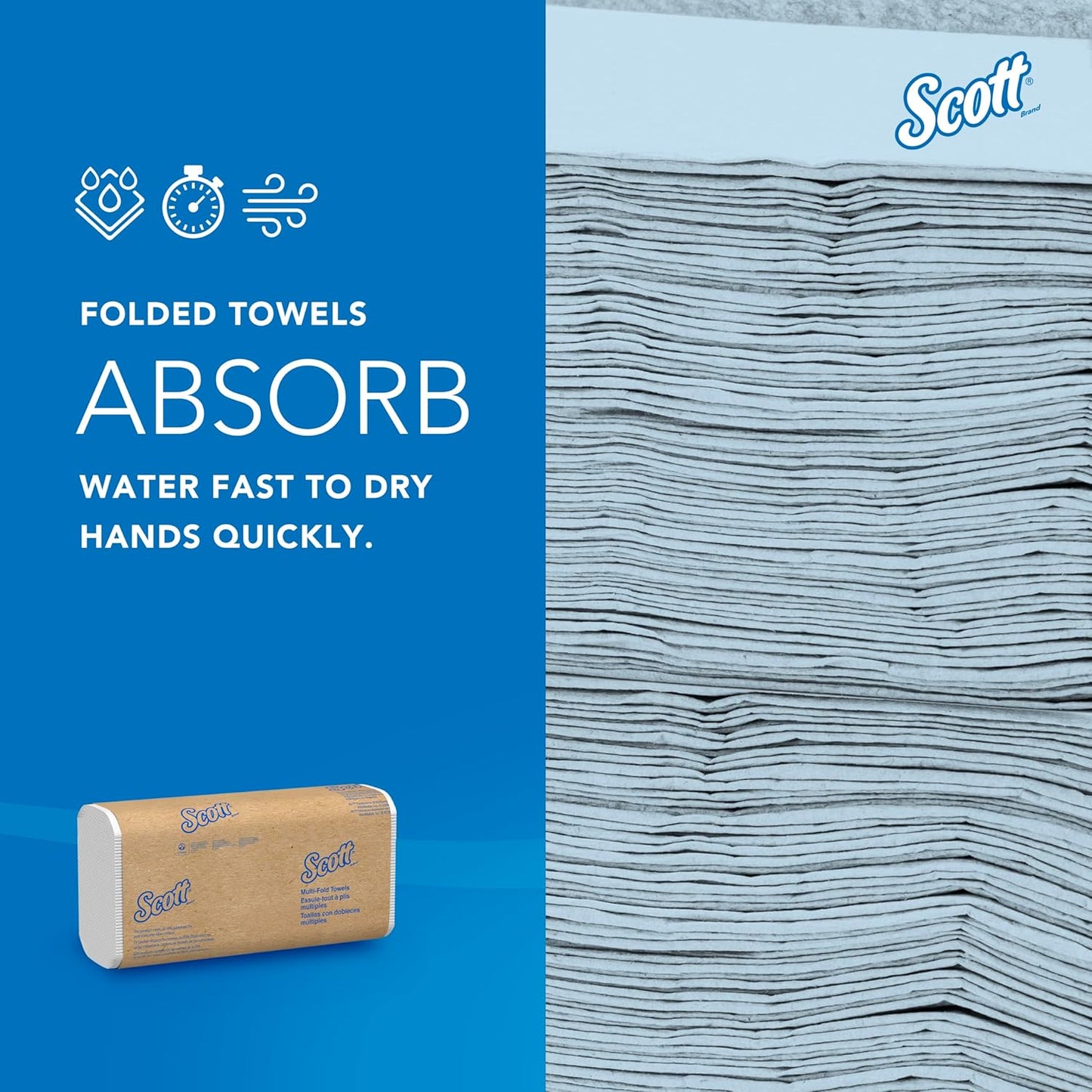 Scott Professional Universal Multifold Paper Towels, Bulk (03650), Absorbency Pockets, White, 9.2"x9.4" Towel, Compressed, Compact (250 Sheets/Pack, 12 Packs/Case, 3,000 Sheet Total)