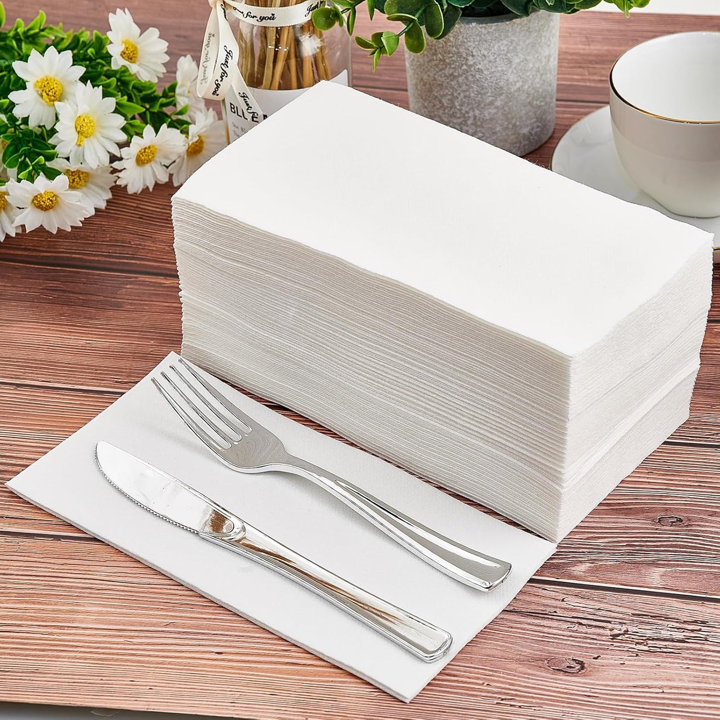 100PACK Disposable Hand Towels for Bathroom, Soft and Absorbent Paper Guest Towels Disposable Decorative Bathroom Hand Napkins for Kitchen, Parties, Weddings, Dinners