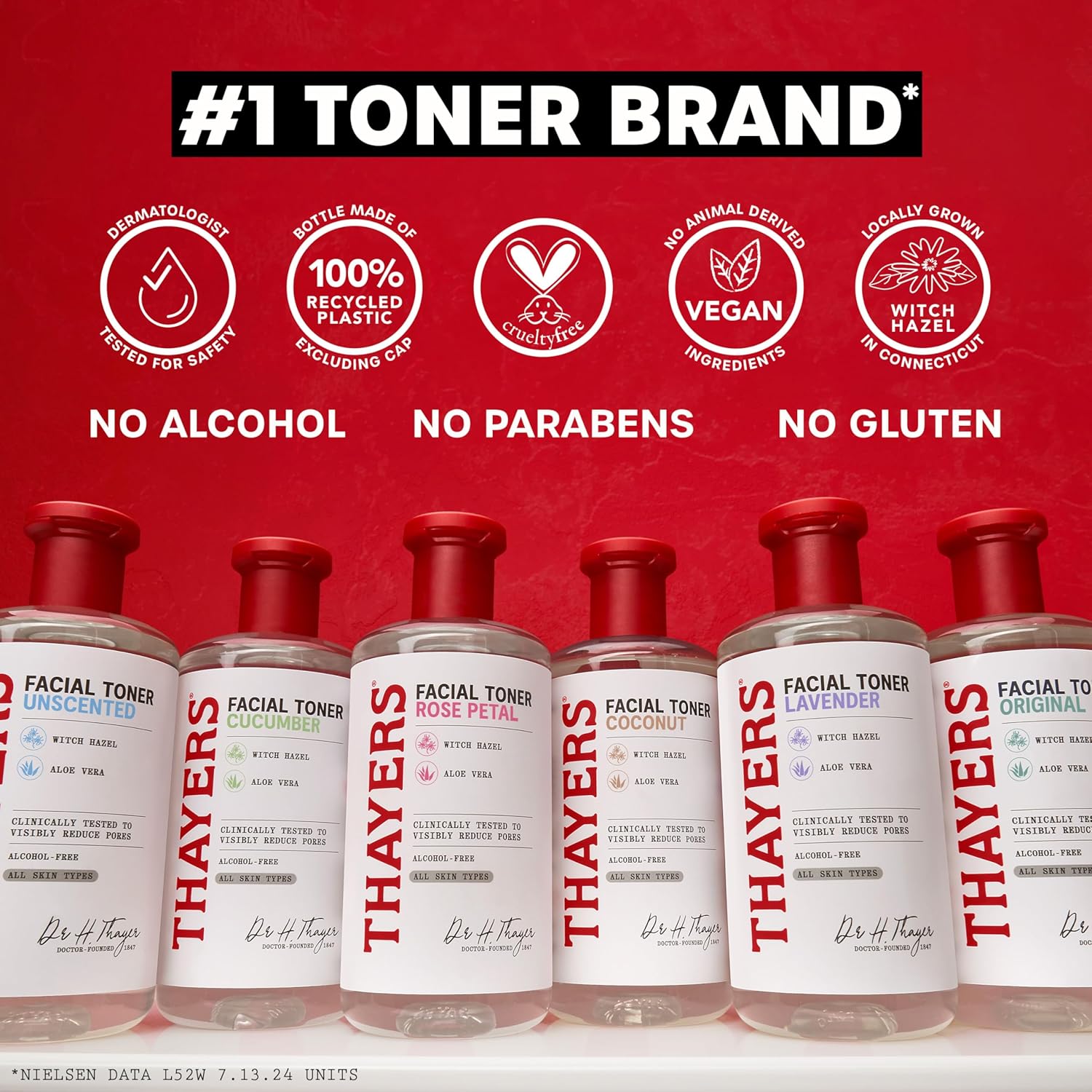 THAYERS Alcohol-Free Rose Petal Witch Hazel Facial Toner for Glowing S