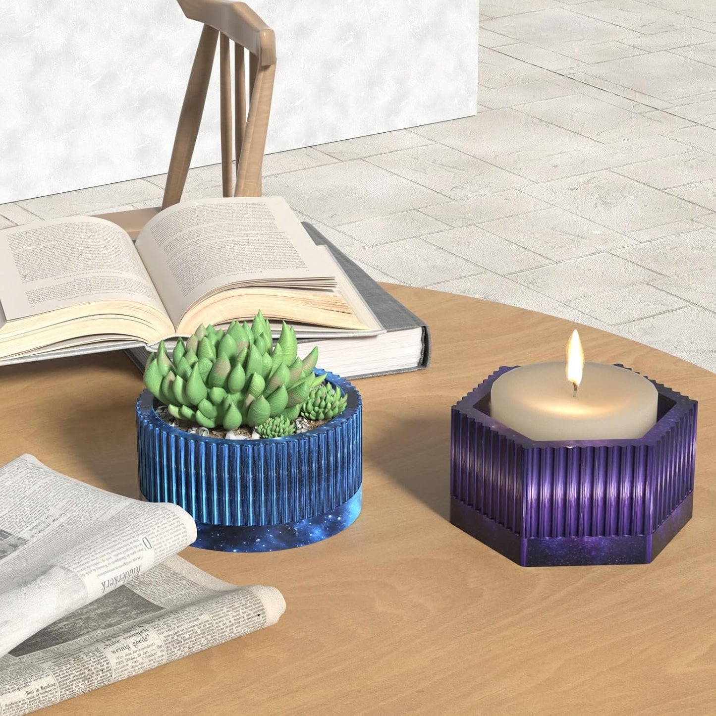 Triangle Striped Concrete Flower Pot Silicone Mold Succulent Planter Vase Cement Clay Mold Plaster Epoxy Resin Storage Box Mould