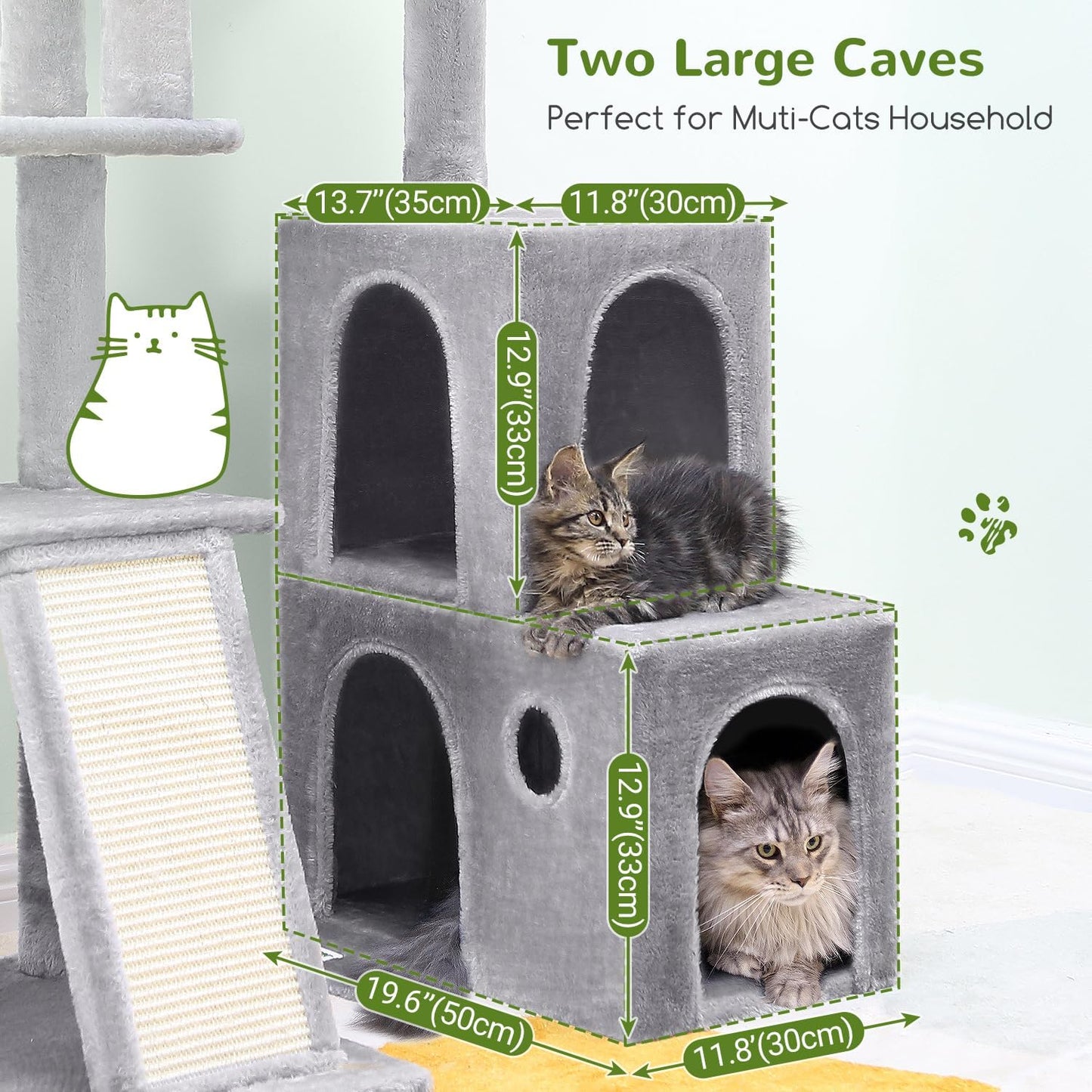 Globlazer Cat Tower for Indoor Adult Cats, 50-inch Heavy Duty Cat Tree