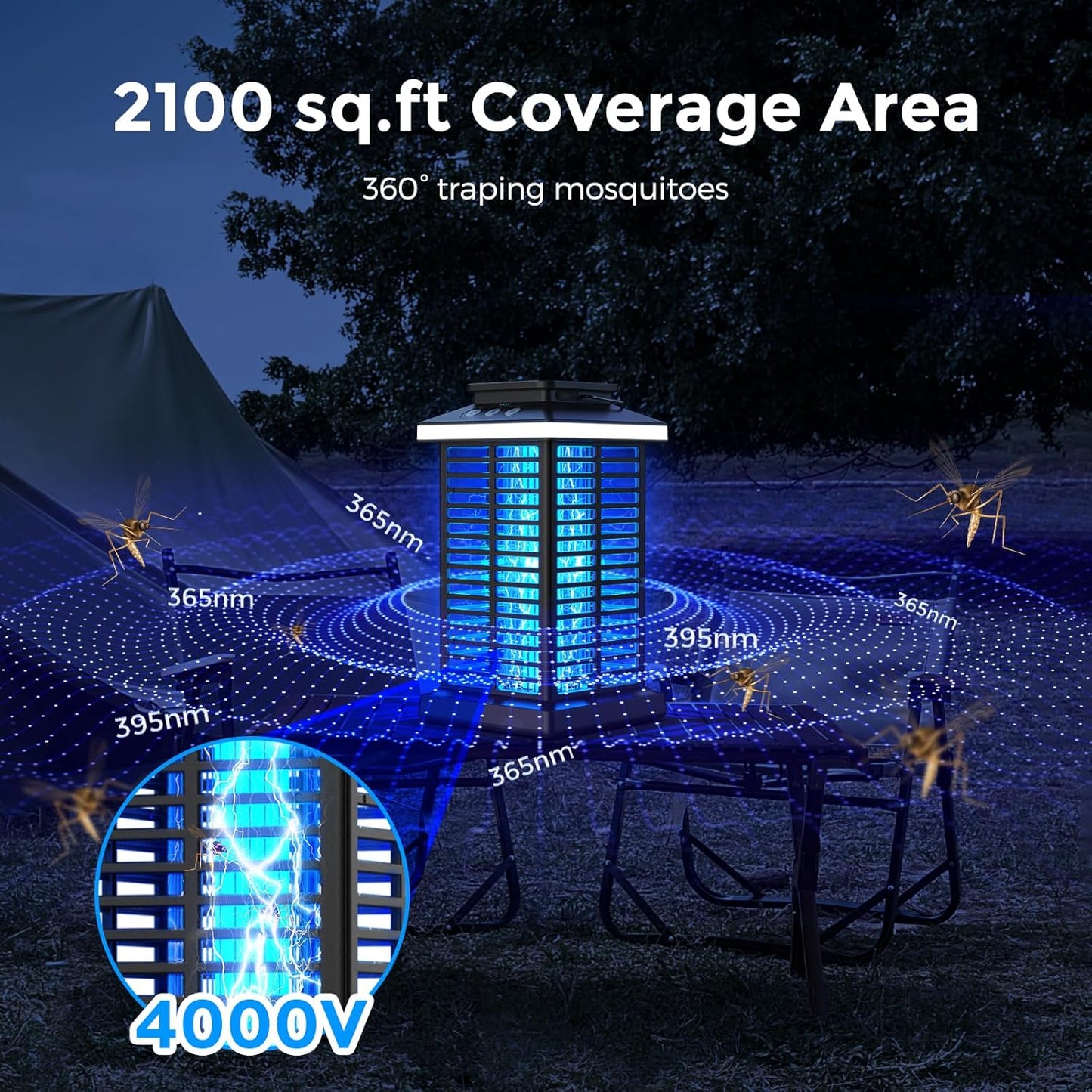 Bug Zapper Outdoor, Mosquito Zapper 2 in 1 Portable & Rechargeable Bug