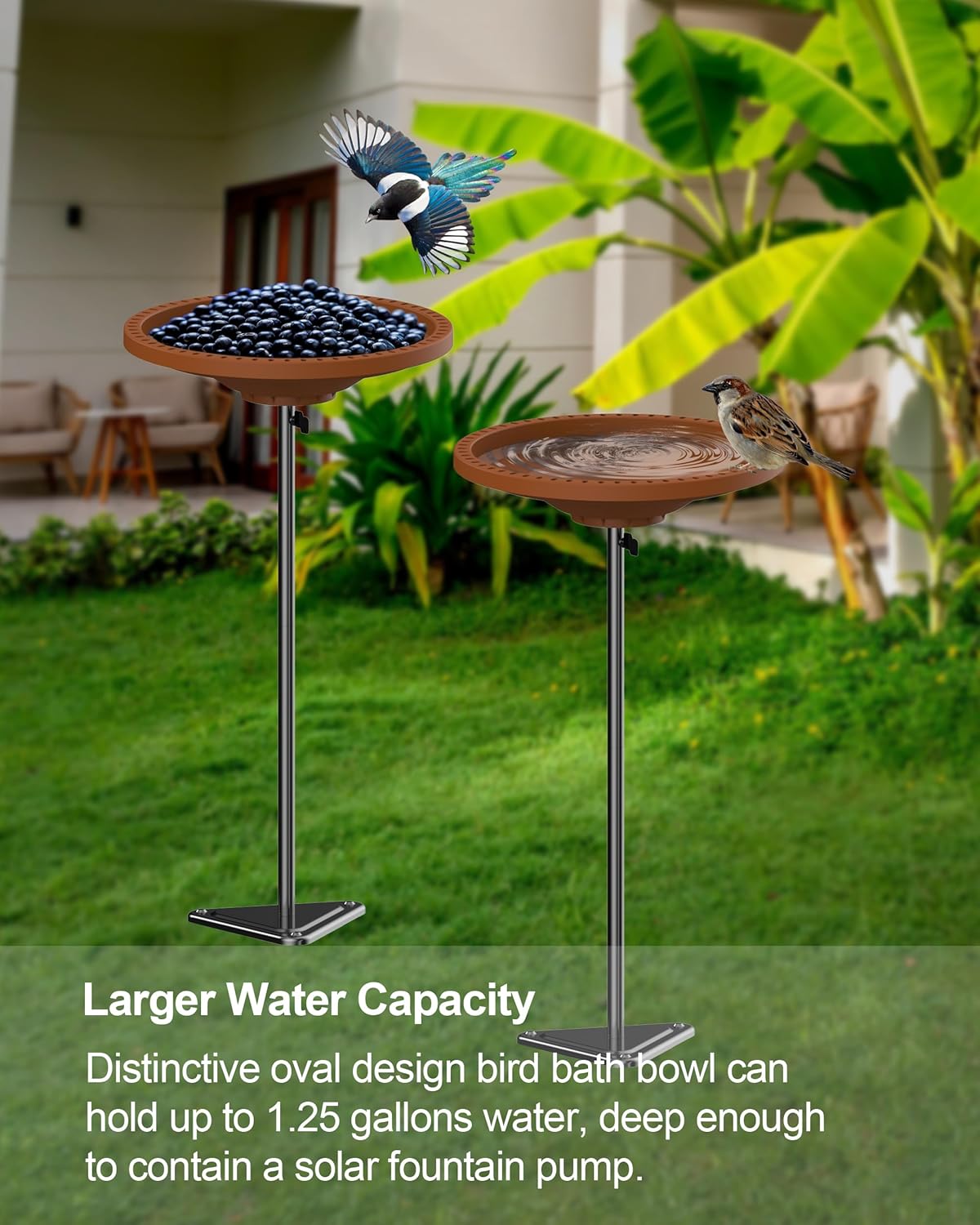 Bird Baths for Outdoors Heavy Duty, 38.5 in Detachable Birdbaths for T