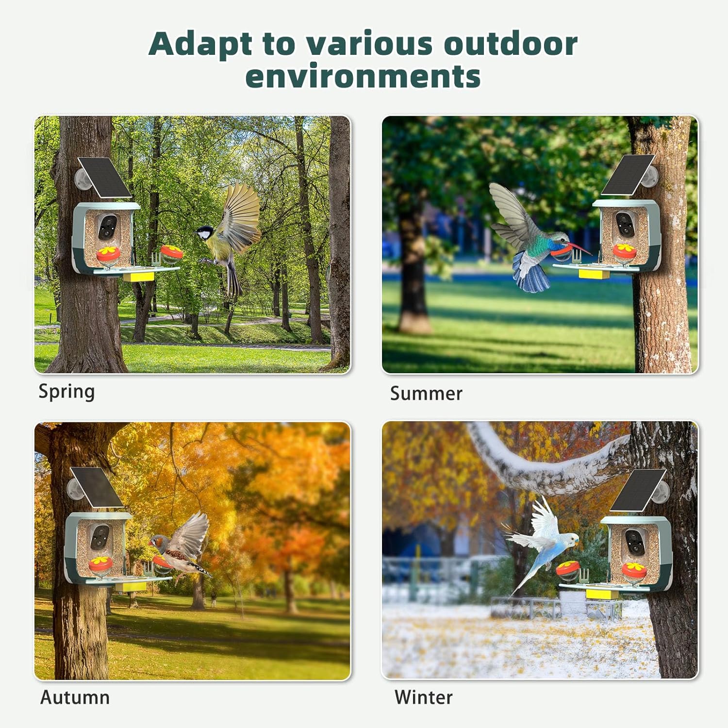 Smart Bird Feeder with Camera Solar Powered - 2K HD Video Camera AI Id