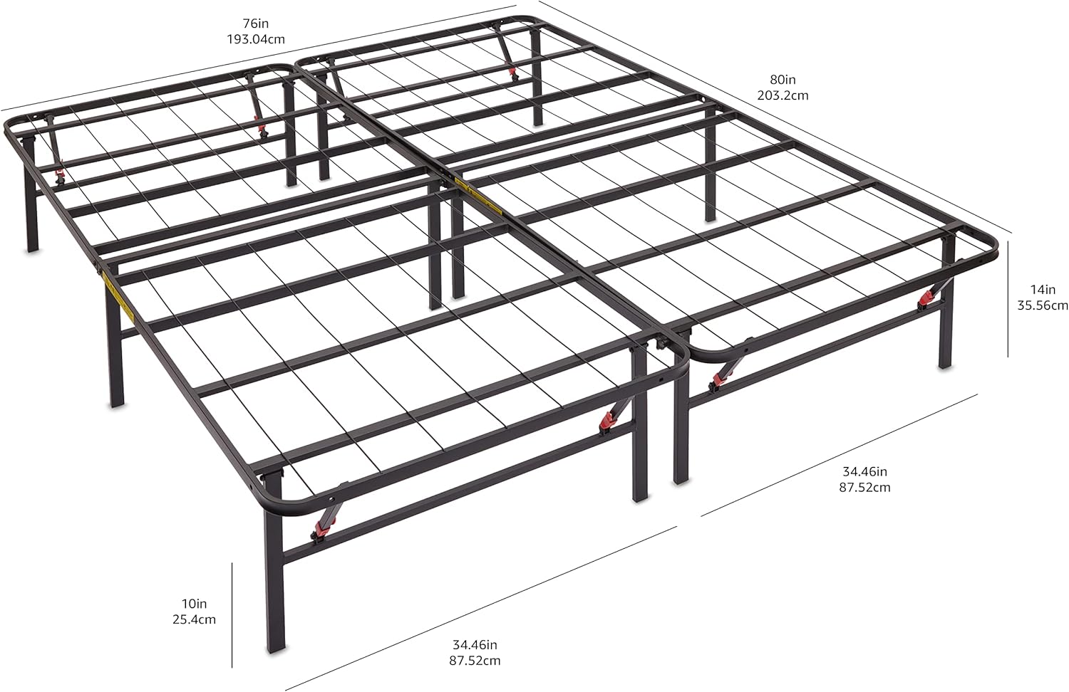 Amazon Basics Bed Frame with Storage, Foldable Metal Platform, Sturdy 