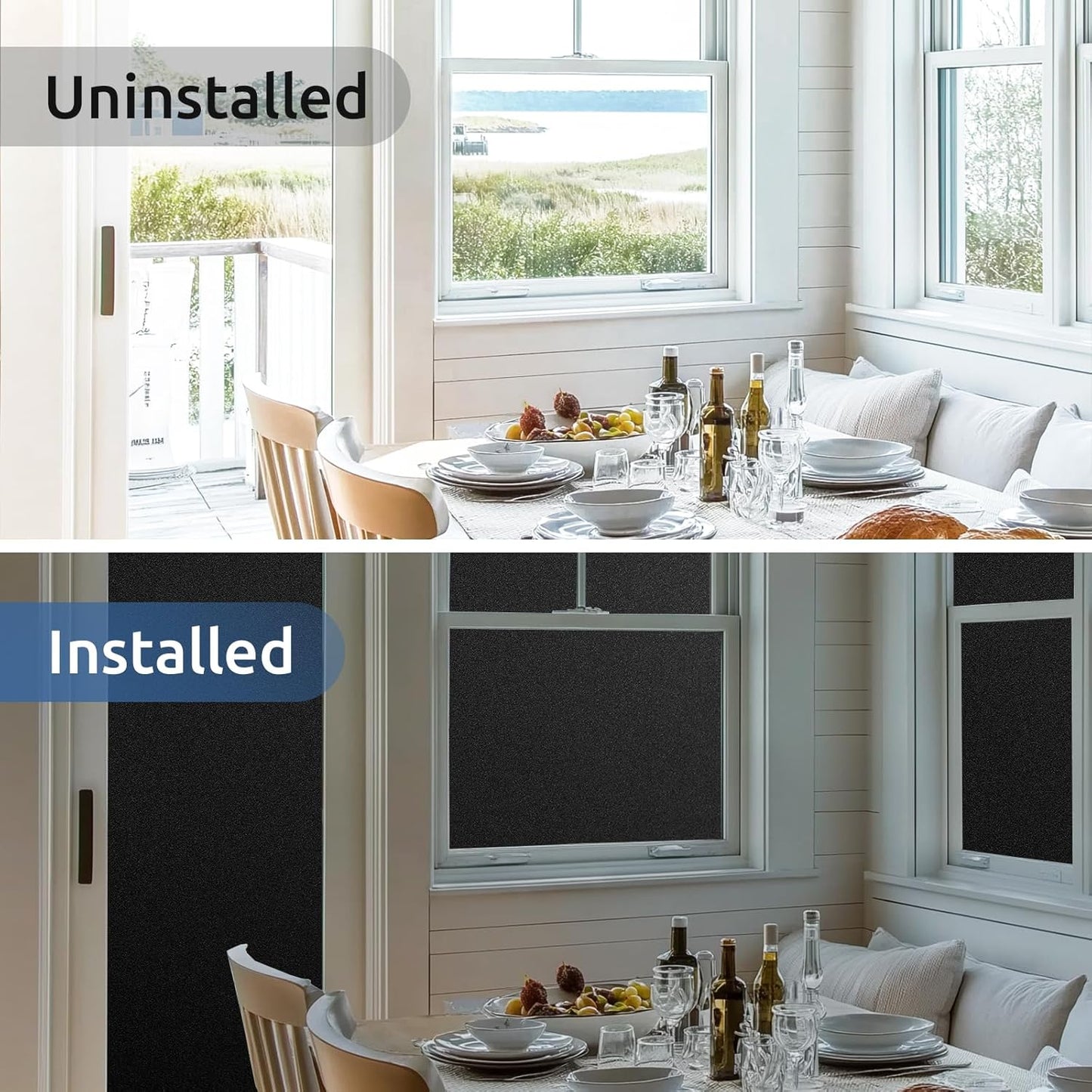rabbitgoo Blackout Window Film, Sun Heat Blocking Privacy Cover for Glass, Removable Opaque Room Darkening Dark Black Out Window Covers Tint Shades for Home Day Sleep Light Blocker 17.5 x 78.7 Inches