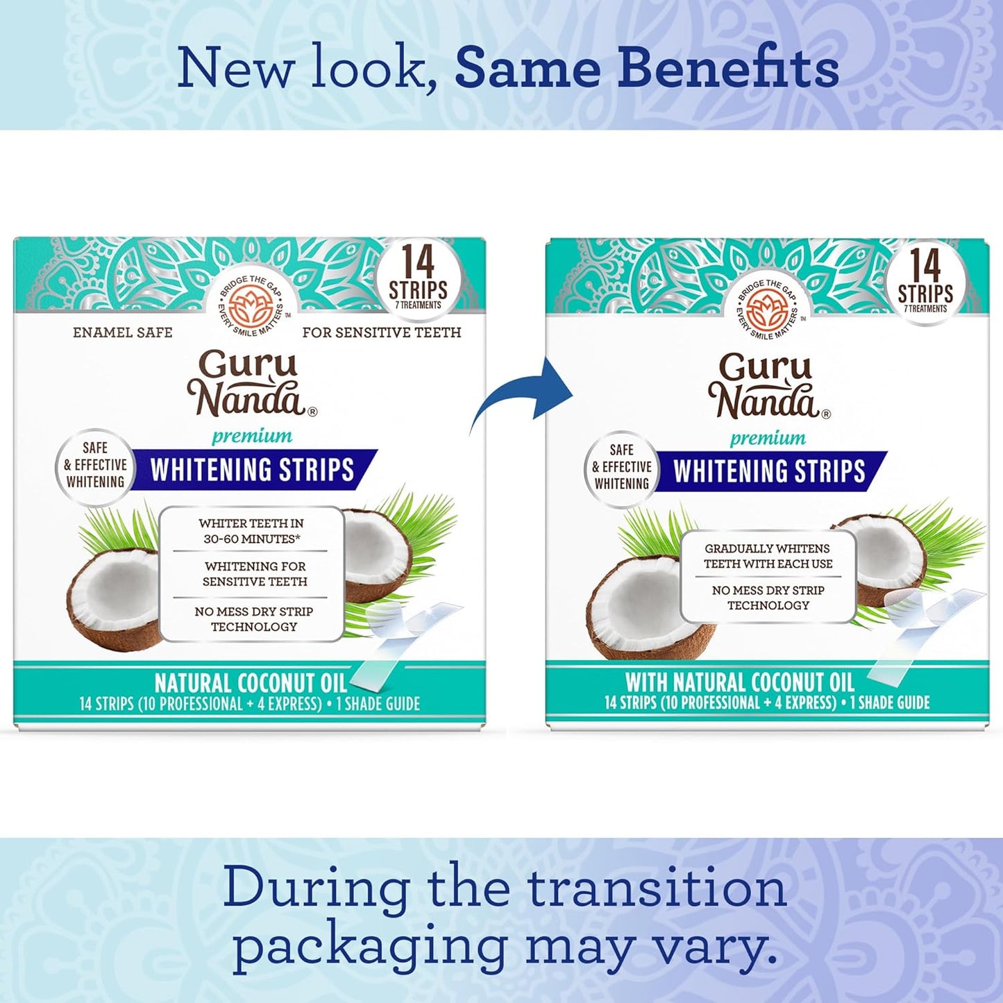 GuruNanda Teeth Whitening Strips - 7-Day Treatment with Non-Slip, Dry 