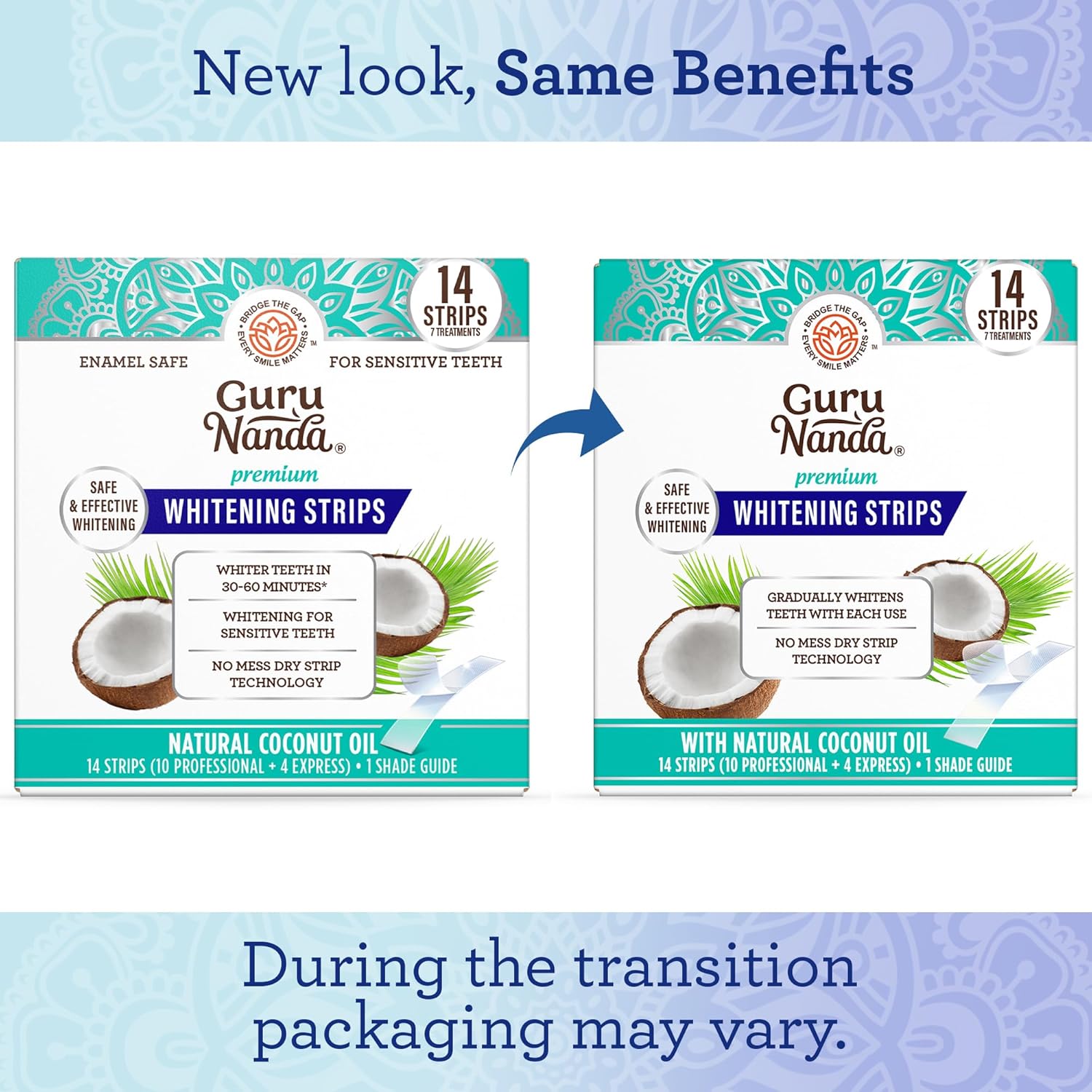 GuruNanda Teeth Whitening Strips - 7-Day Treatment with Non-Slip, Dry 
