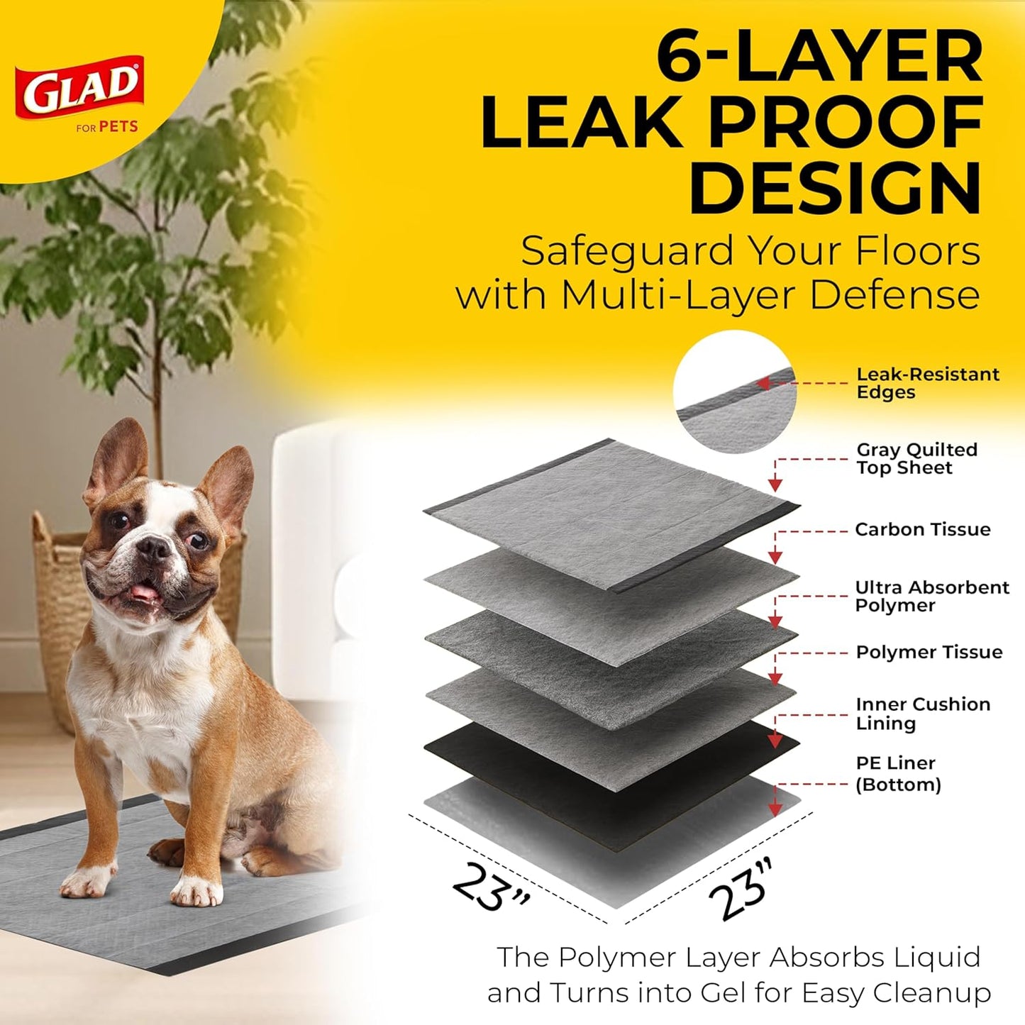 Glad for Pets Black Charcoal Puppy Pads - Super Absorbent Disposable D