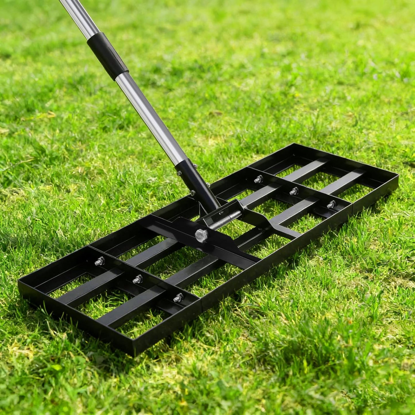 Lawn Leveling Rake, 30"x10" Stainless Steel Lawn Leveler with 76" Adju