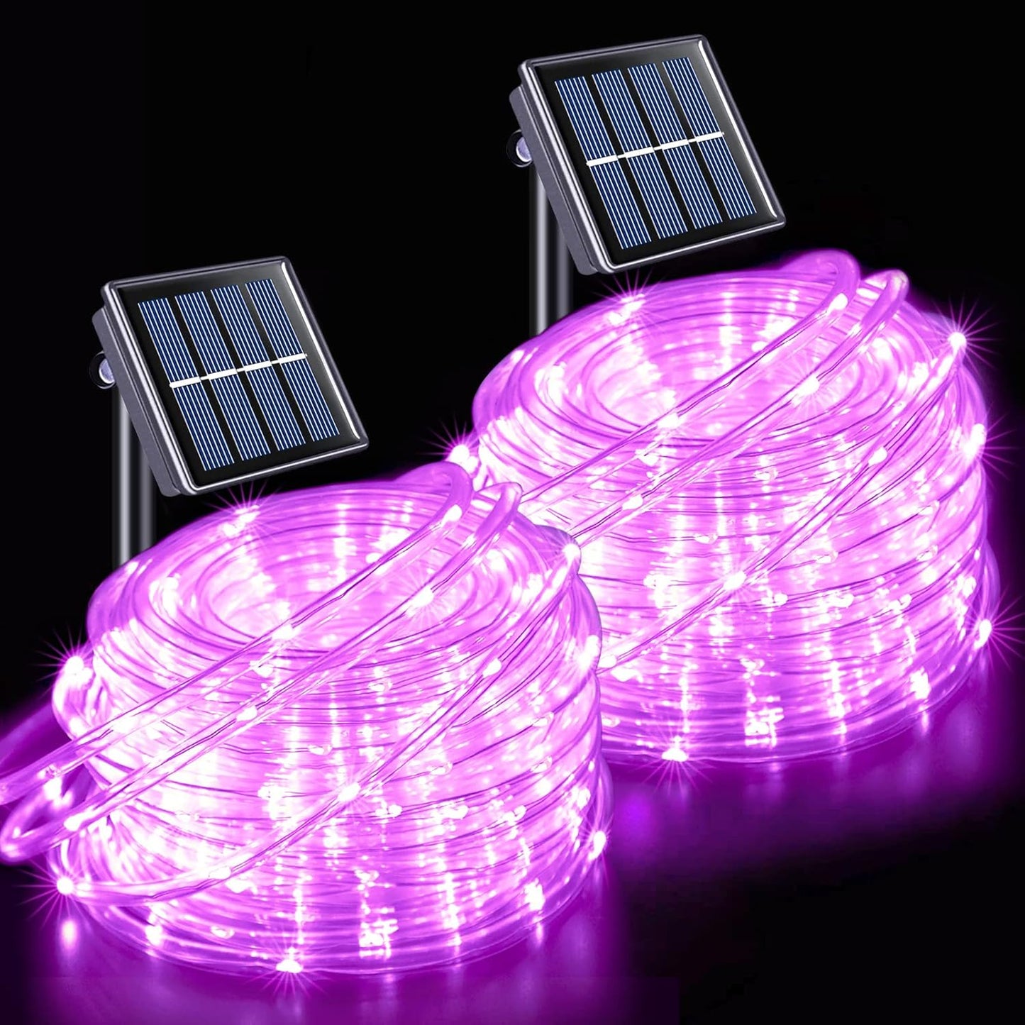 JMEXSUSS Valentine Solar Rope Lights,2 Pack 100 LED 33ft 8 Modes Solar Rope Lights Outdoor Waterproof LED Pink Fairy Lights for Valentine's Day Tent Gazebo, Trampoline, Walkway, Pool