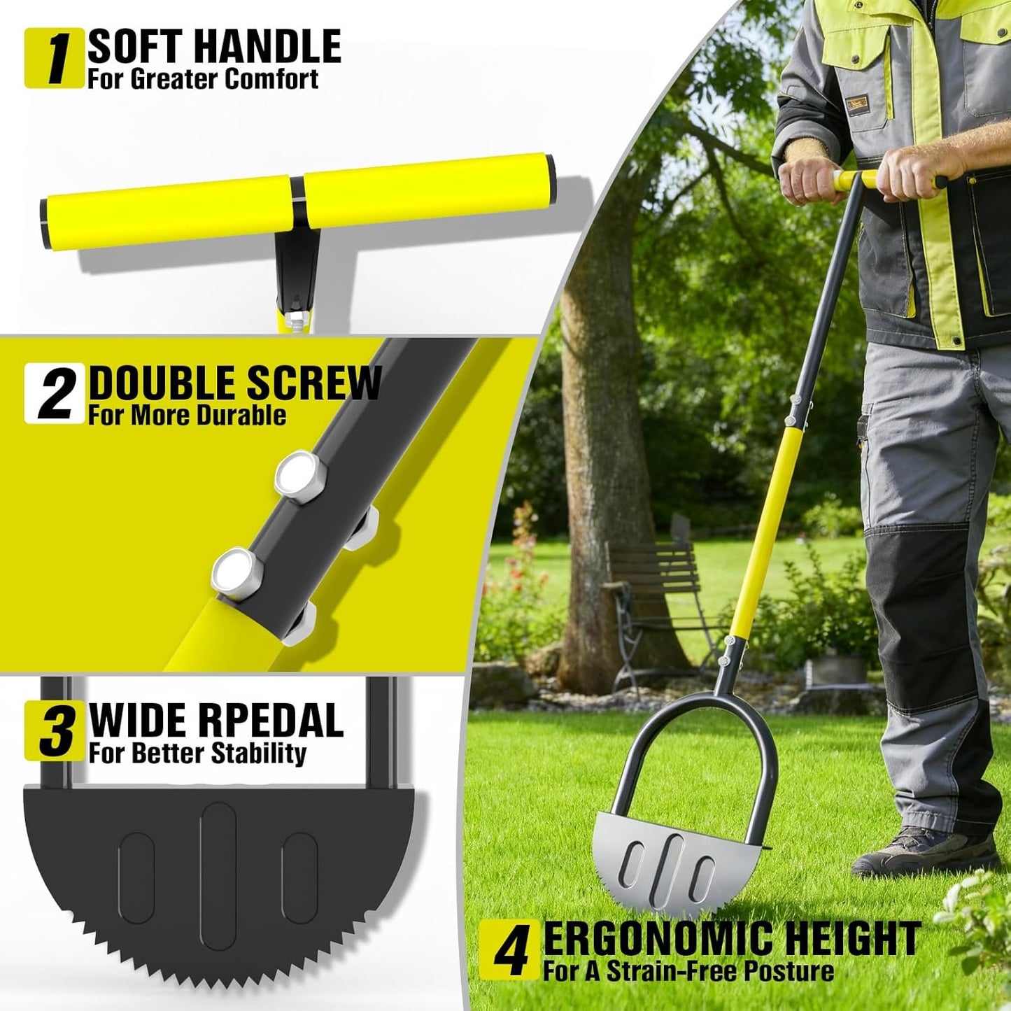 Houselife Half Moon Edger for Landscaping, 42" Manual Grass Edger Tool