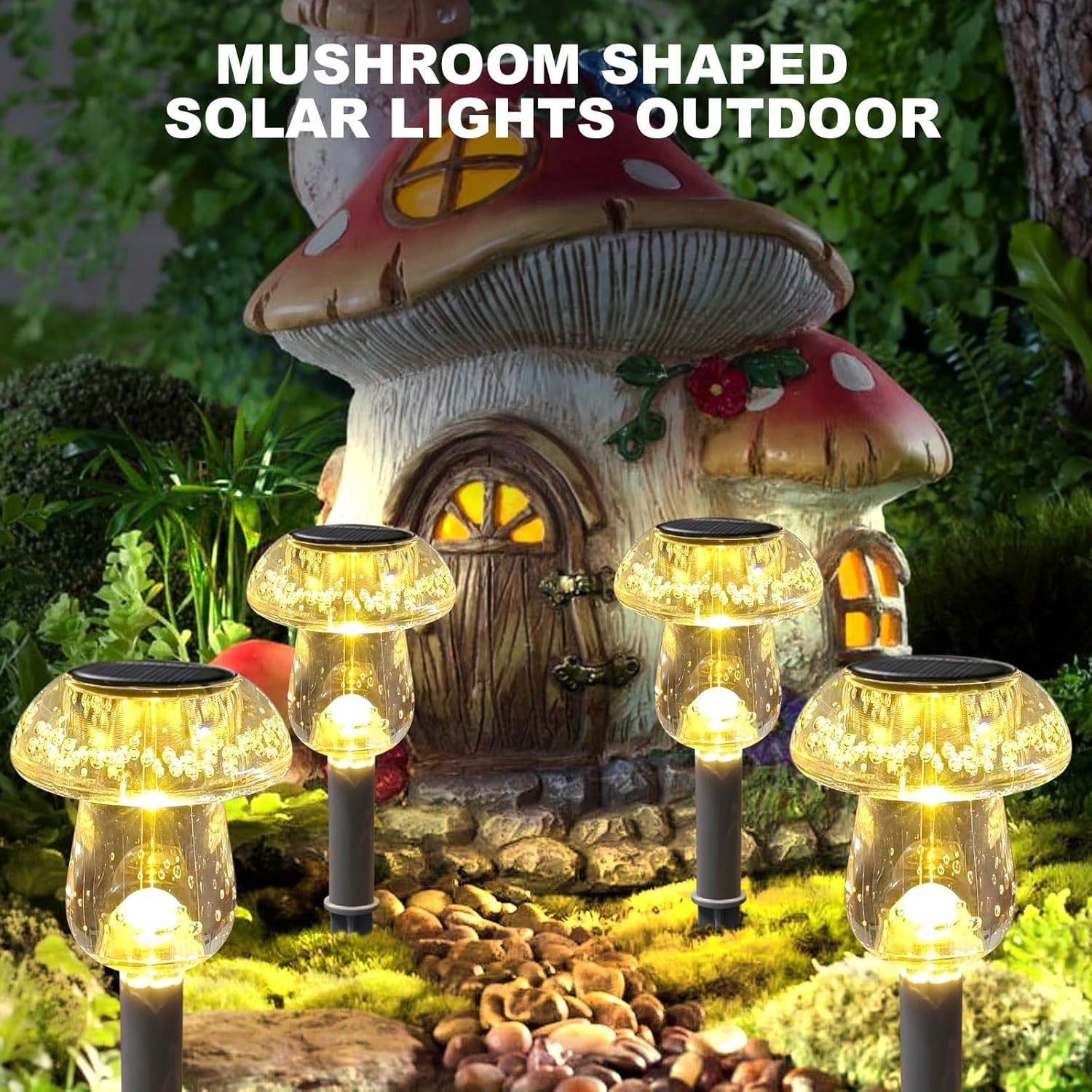 Solar Lights Outdoor, 8 Pack Mushroom Lights Outside Waterproof, Solar