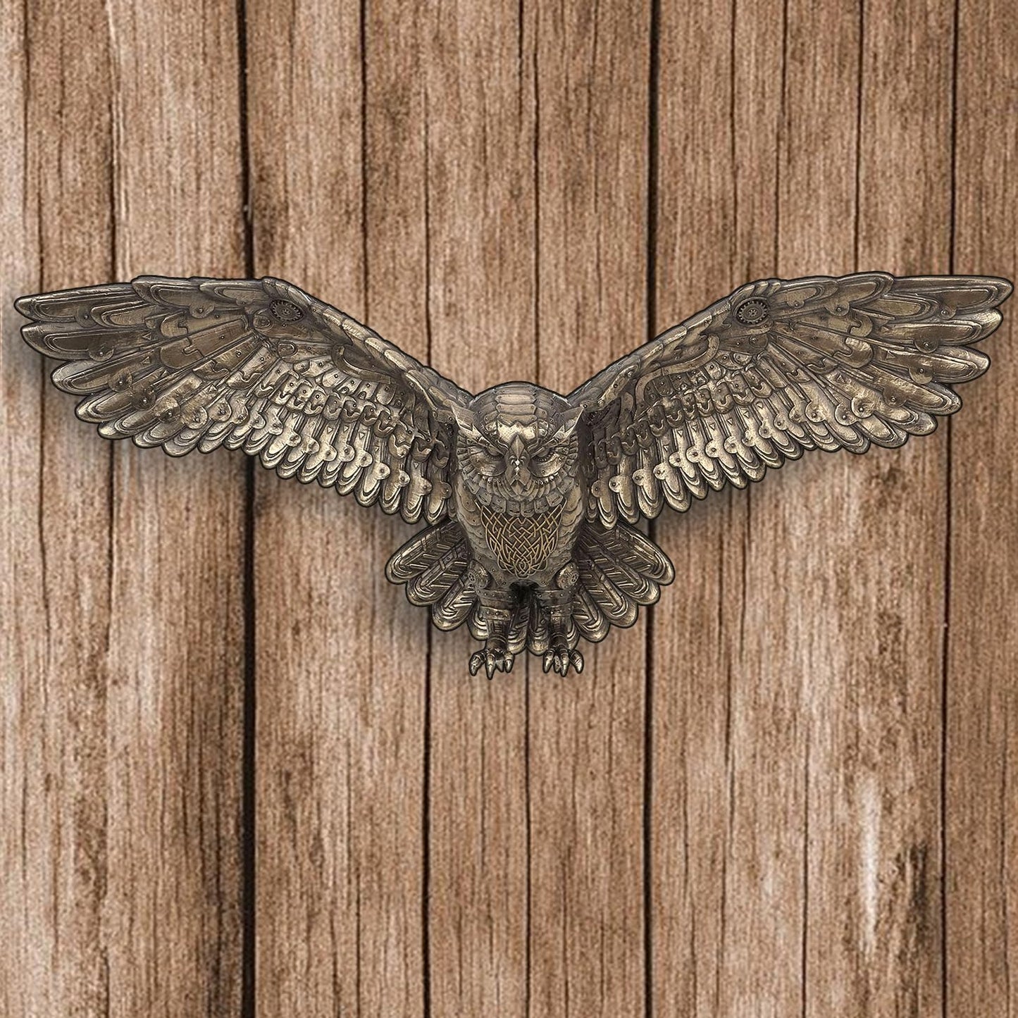 Veronese Design 21 5/8 Inch Steampunk Owl Open Wings Cold Cast Resin Bronze Finish Animal Wall Sculpture Plaque