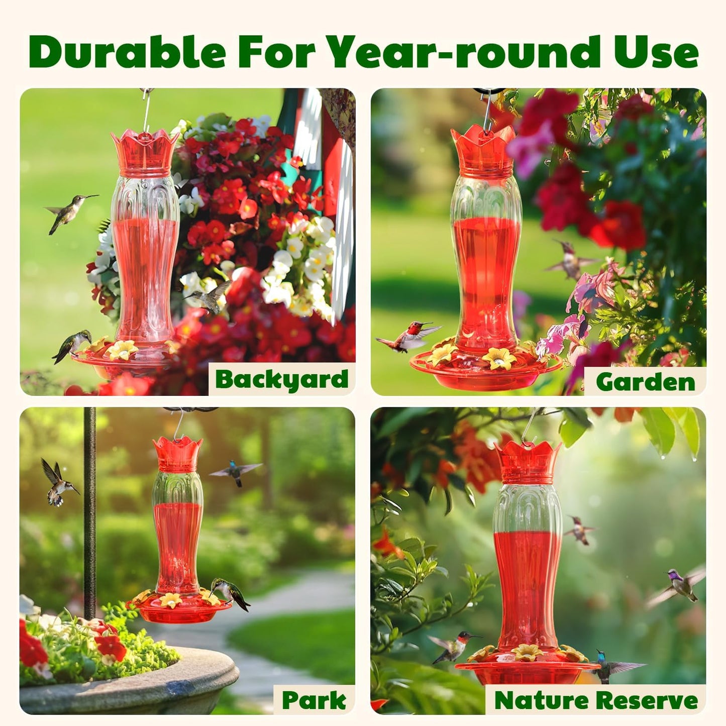 Birdream 2026 Upgraded Hummingbird Feeders for Outdoors, 15oz Hanging Hummingbird Feeders Ant Proof, Easy to Clean and Maintain, Gift for Bird Lover, Red (1 Pack)