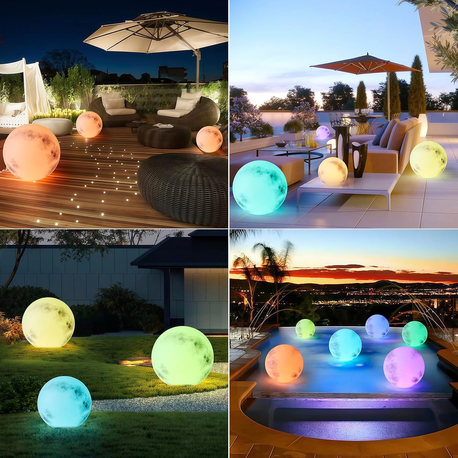 Indoor Outdoor Waterproof Light Up Sphere with Remote, LED Night Light
