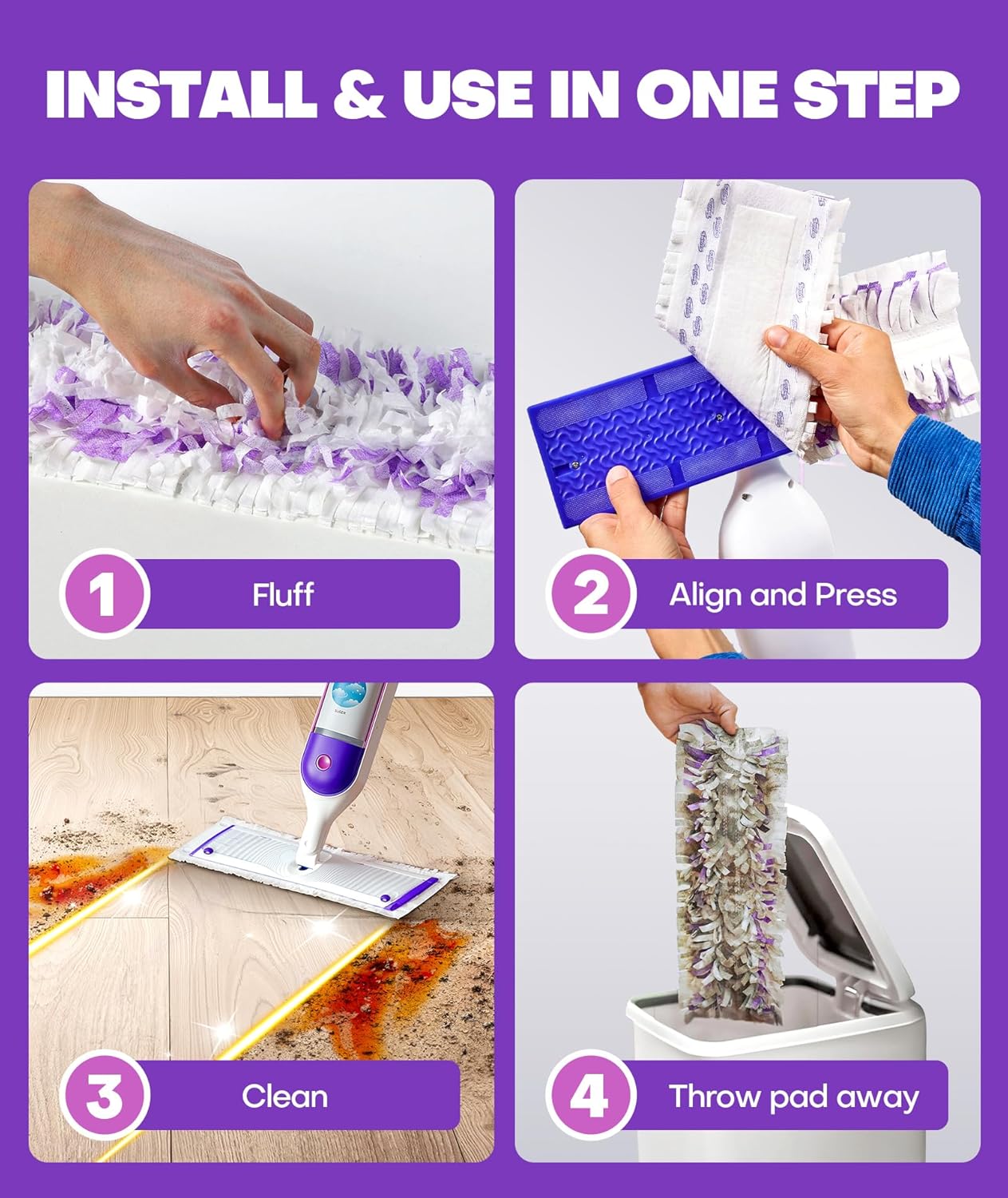 5X Cleaning Power Mop Refills for Swiffer Power Mop, 500+ Strips Multi